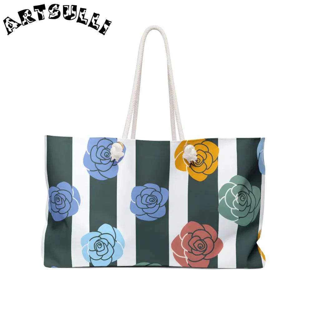 JAKKOUTTHEBXX Stripes x Roses II Black and White Weekender Bag