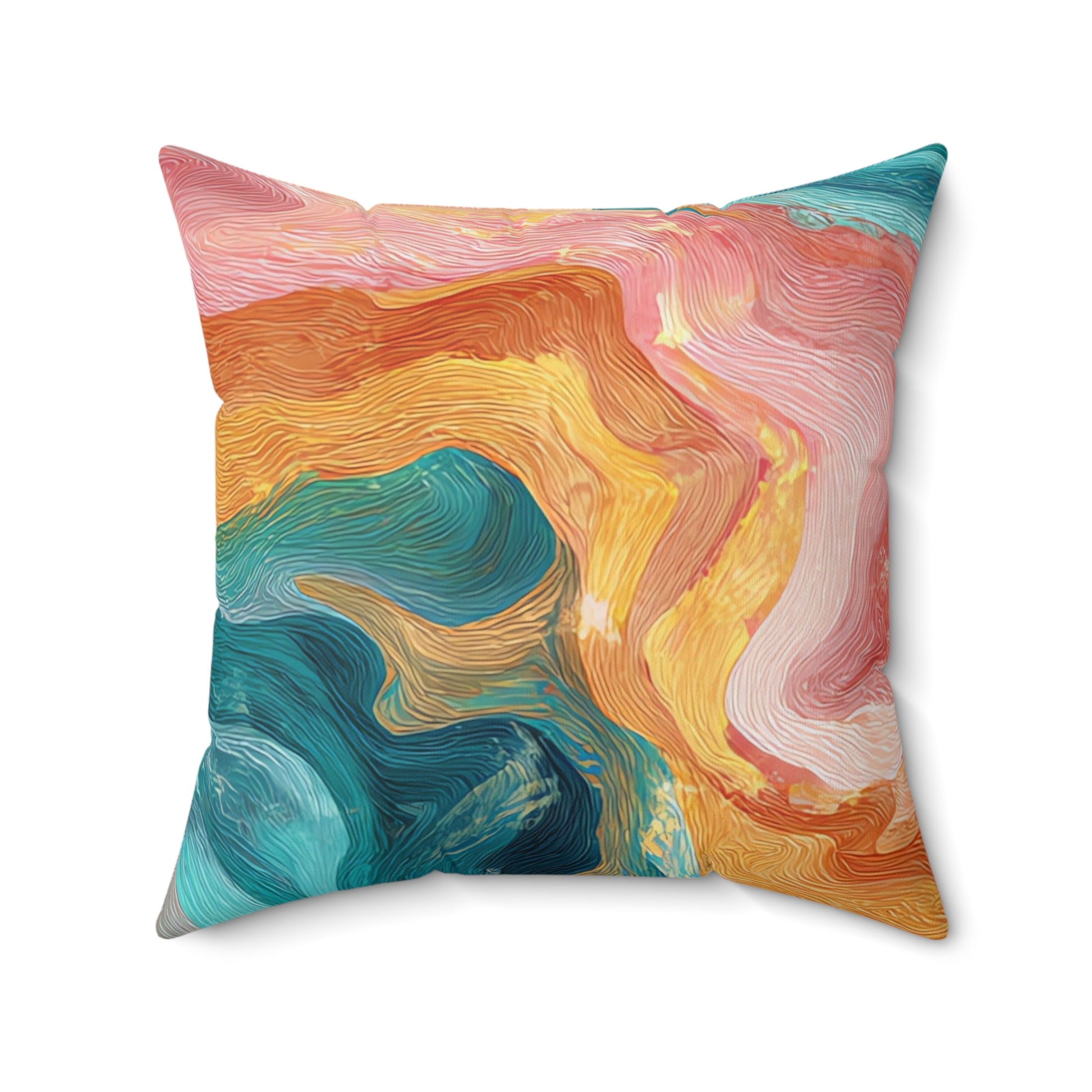 Liquid Marble Spill Spun Polyester Square Pillow, Artsulli - Art is Long, Life is Short, Home Decor, Size, 20" × 20", , , , , 13930799347438900593