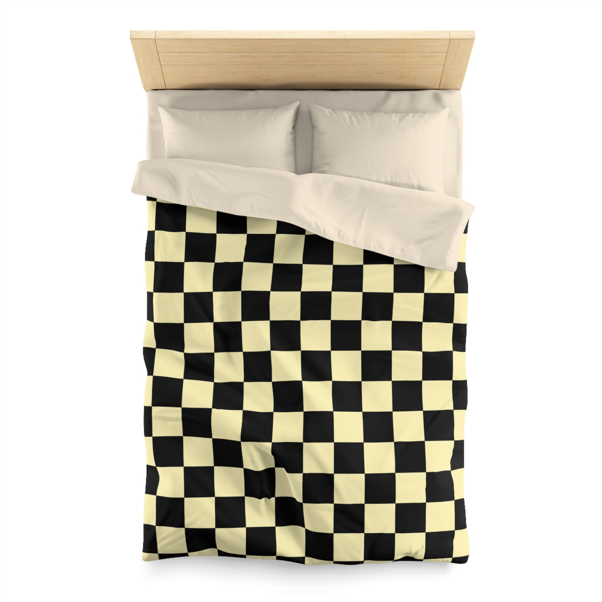 Checkerboard Black and Yellow Microfiber Duvet Cover, Artsulli - Art is Long, Life is Short, Home Decor, , , , , , , 