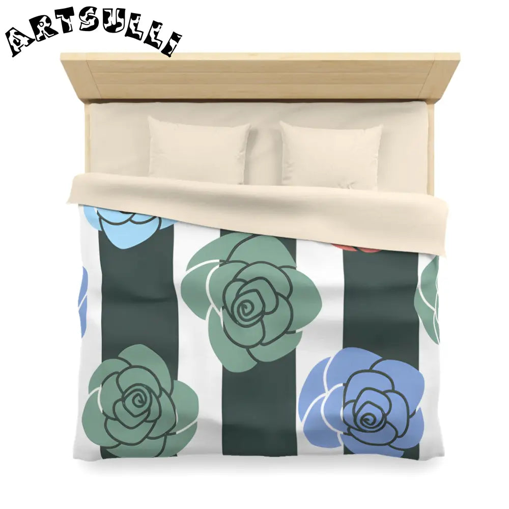 JAKKOUTTHEBXX Stripes x Roses Black and White Microfiber Duvet Cover
