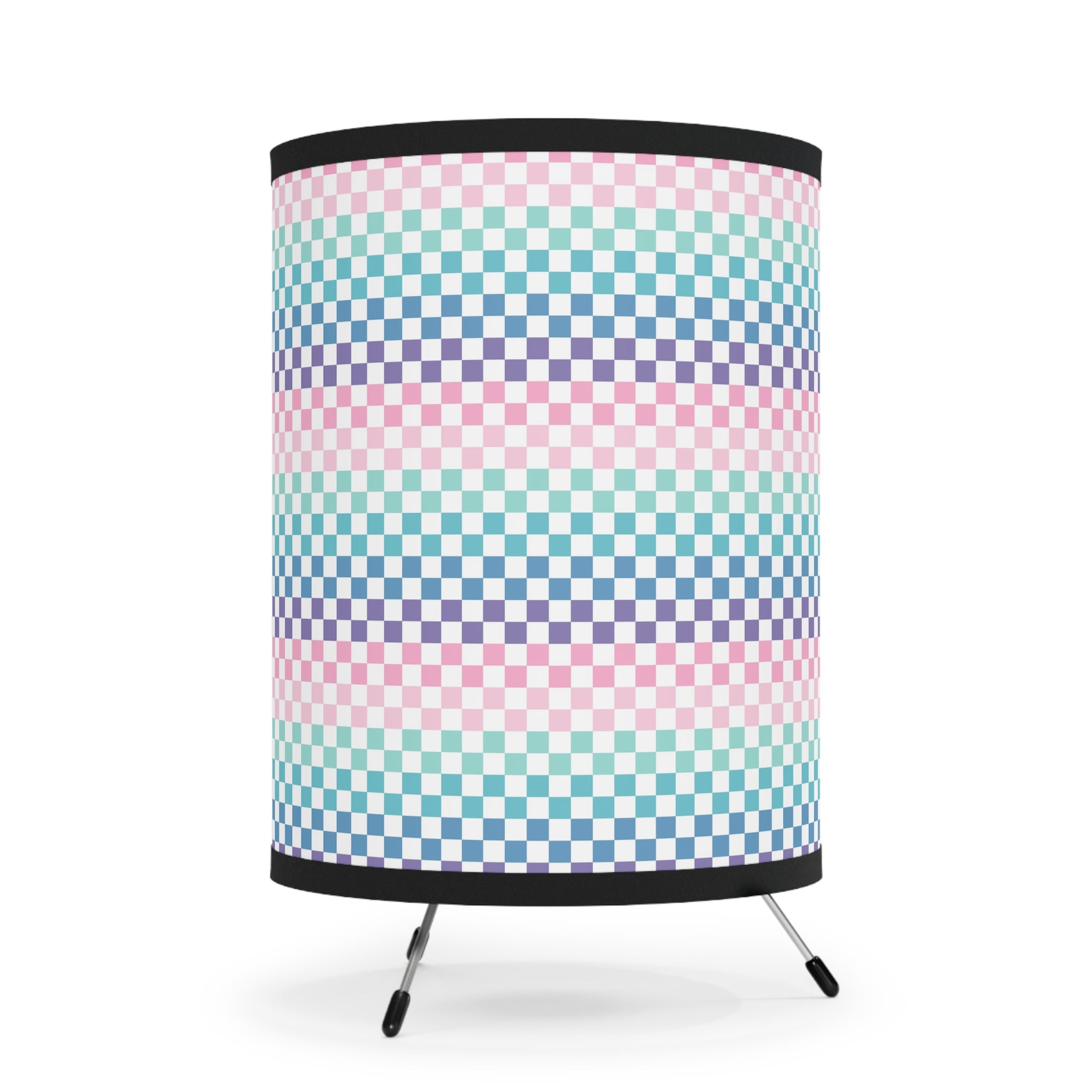 Vaporwave Rainbow  Checkerboard Multi-Color Tripod Lamp with High-Res Printed Shade, US\CA plug, Artsulli - Art is Long, Life is Short, Home Decor, , , , , , , 