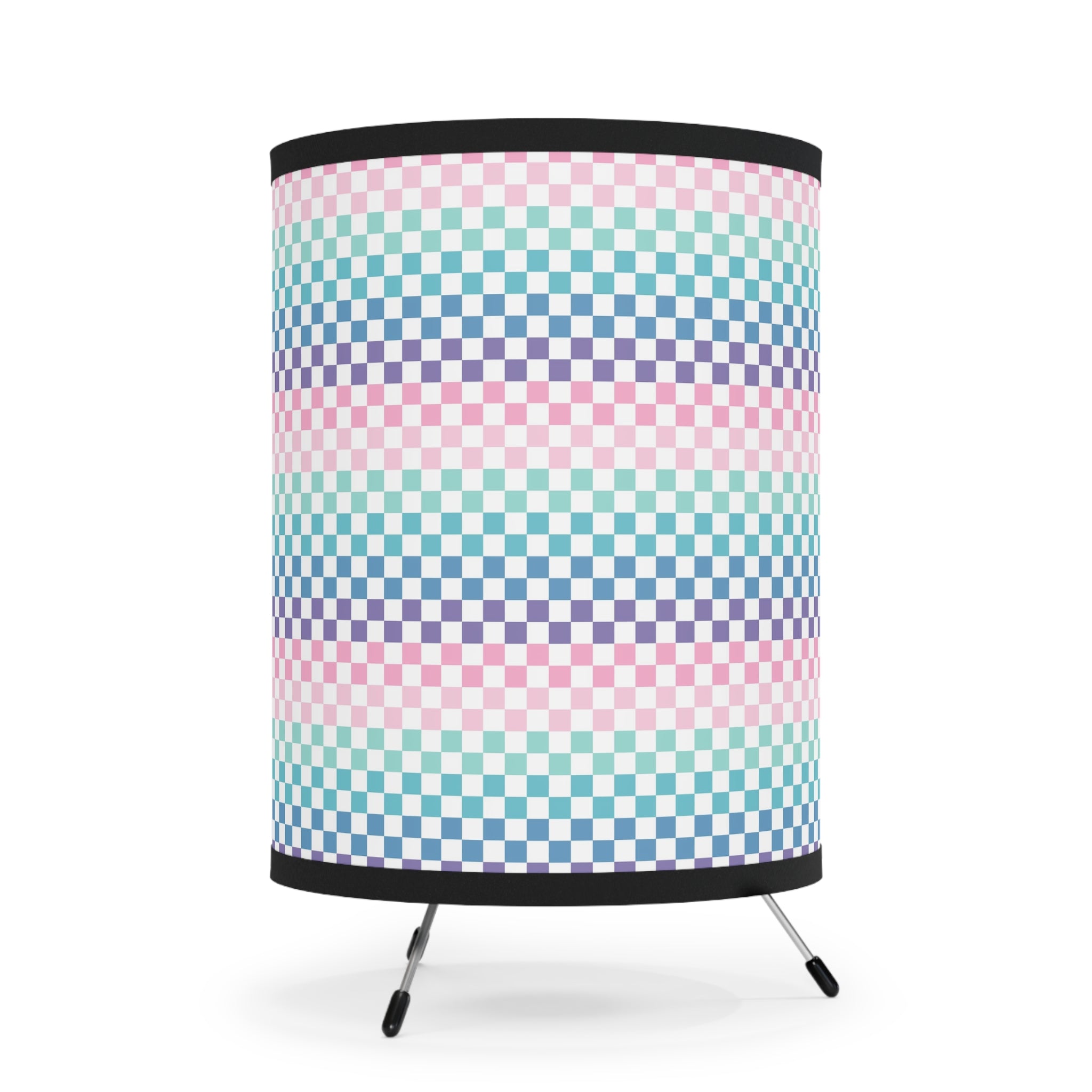 Vaporwave Rainbow  Checkerboard Multi-Color Tripod Lamp with High-Res Printed Shade, US\CA plug, Artsulli - Art is Long, Life is Short, Home Decor, , , , , , , 