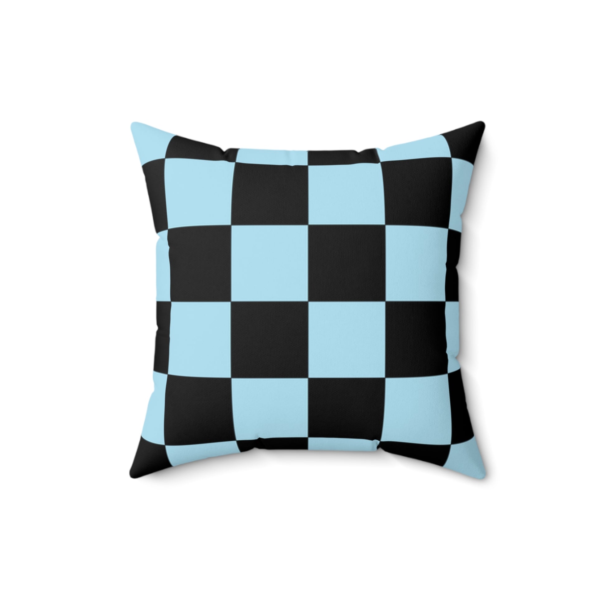 Checkerboard Black and Blue Spun Polyester Square Pillow, Artsulli - Art is Long, Life is Short, Home Decor, Size, 16" × 16", , , , , 24303618098119727462