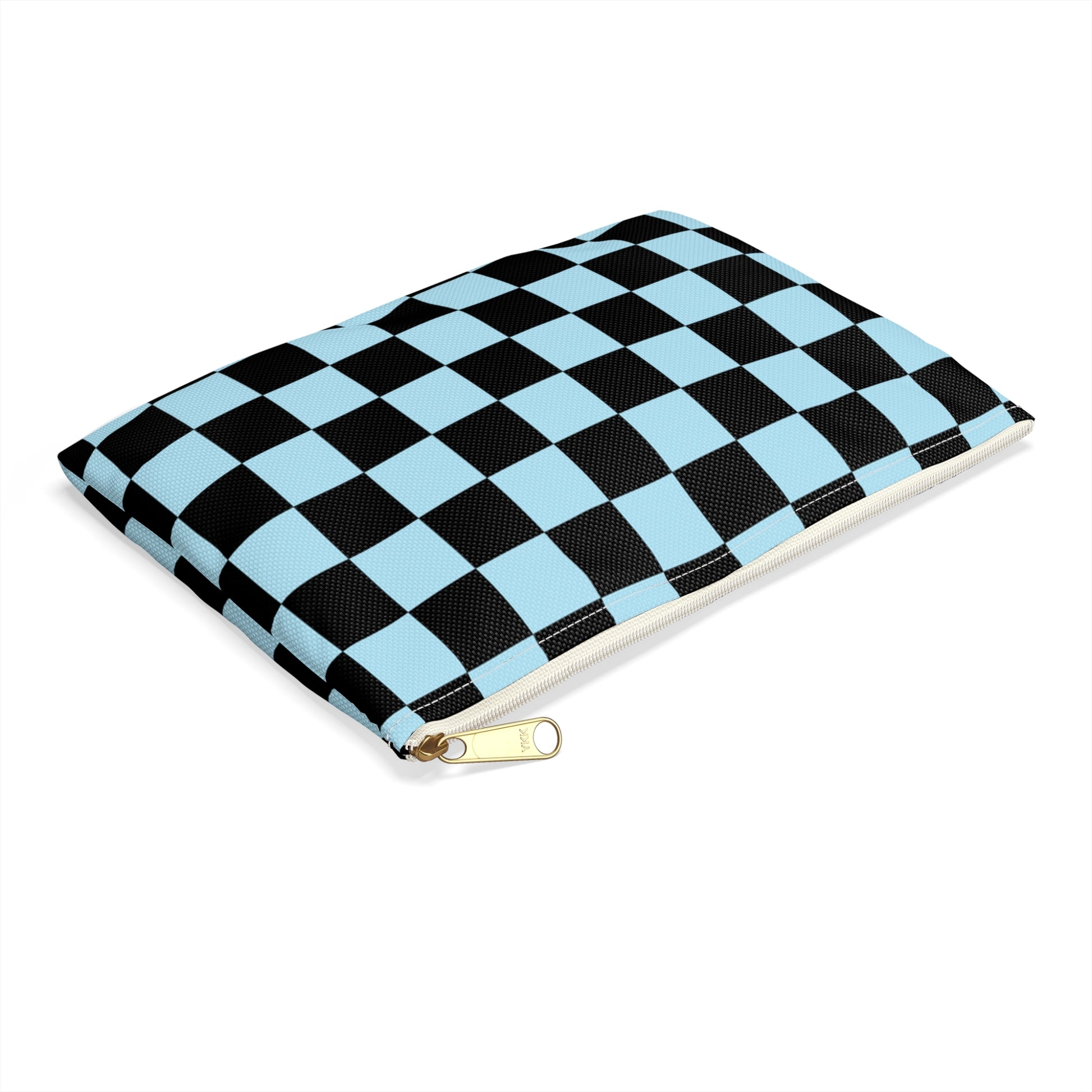 Checkerboard Black and Blue Accessory Pouch, Artsulli - Art is Long, Life is Short, Bags, , , , , , , 