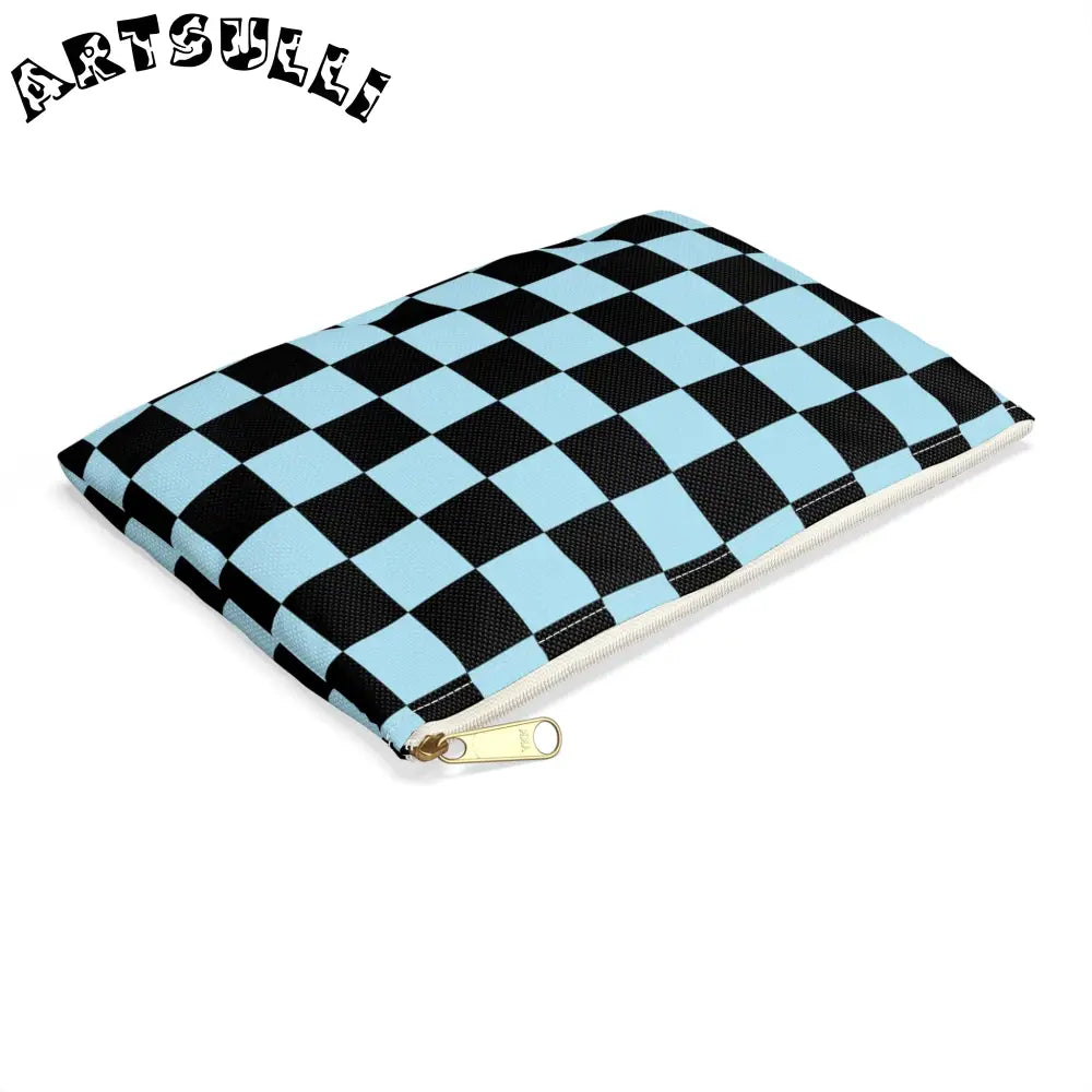 JAKKOUTTHEBXX Checkerboard Black and Blue Accessory Pouch