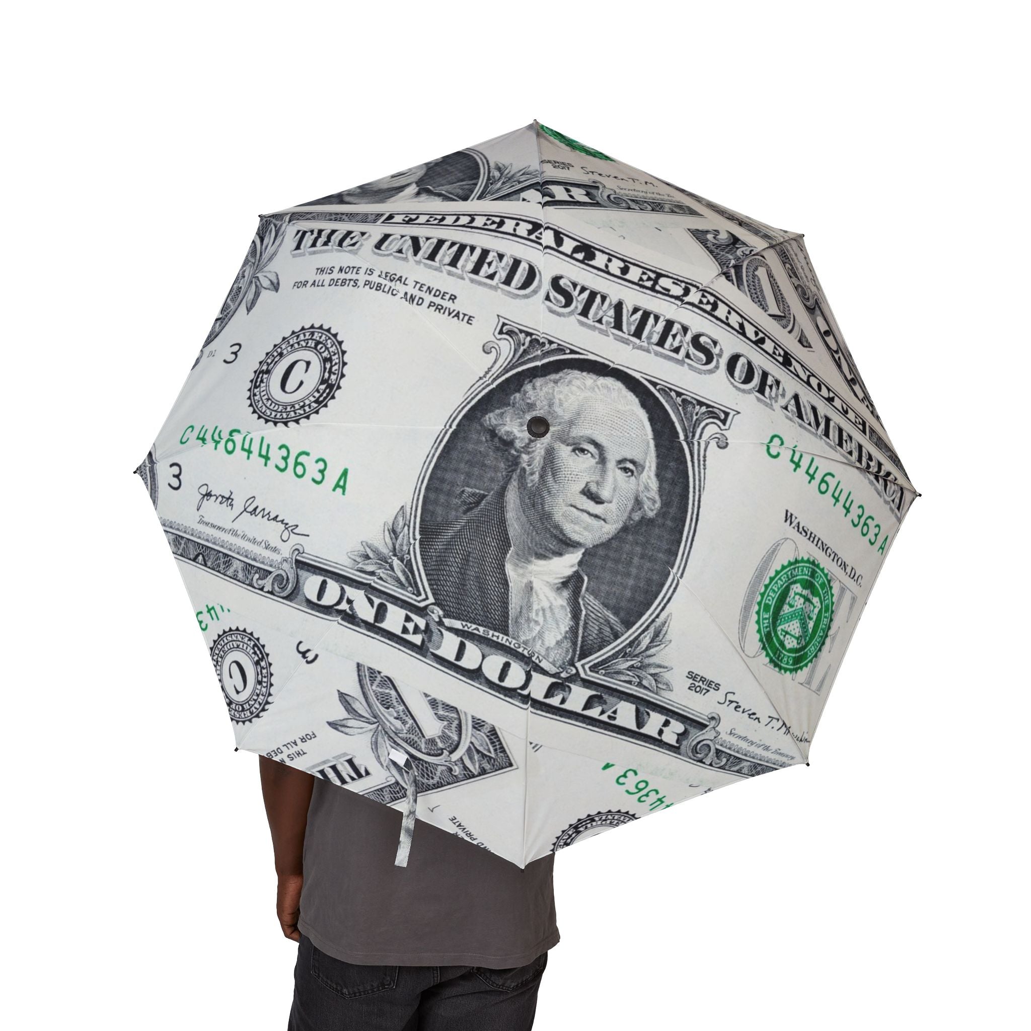 Money Collage Semi-Automatic Foldable Umbrella, Artsulli - Art is Long, Life is Short, Accessories, , , , , , , 