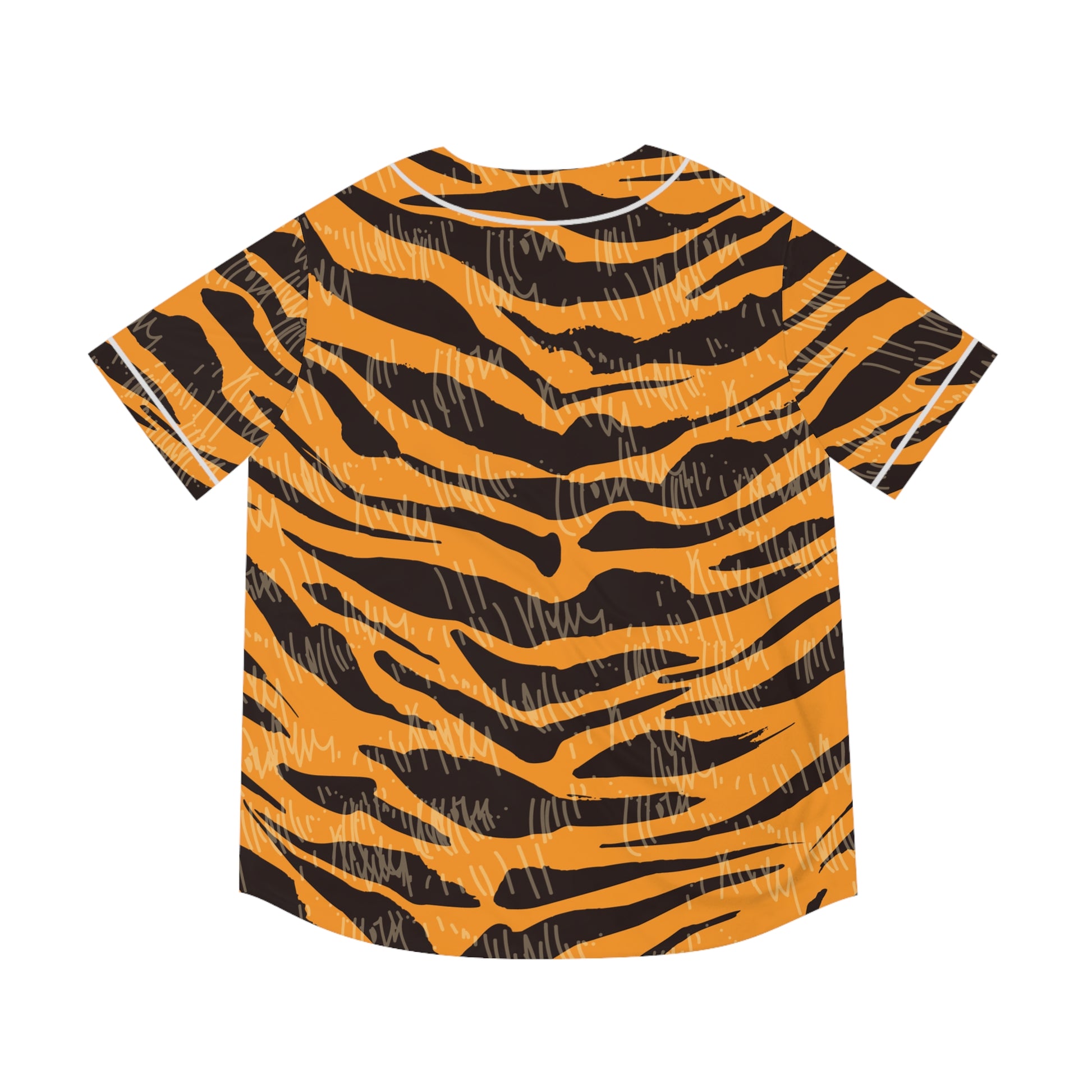 Tiger Scratches Orange & Black Men's Baseball Jersey (AOP), Artsulli - Art is Long, Life is Short, All Over Prints, , , , , , , 