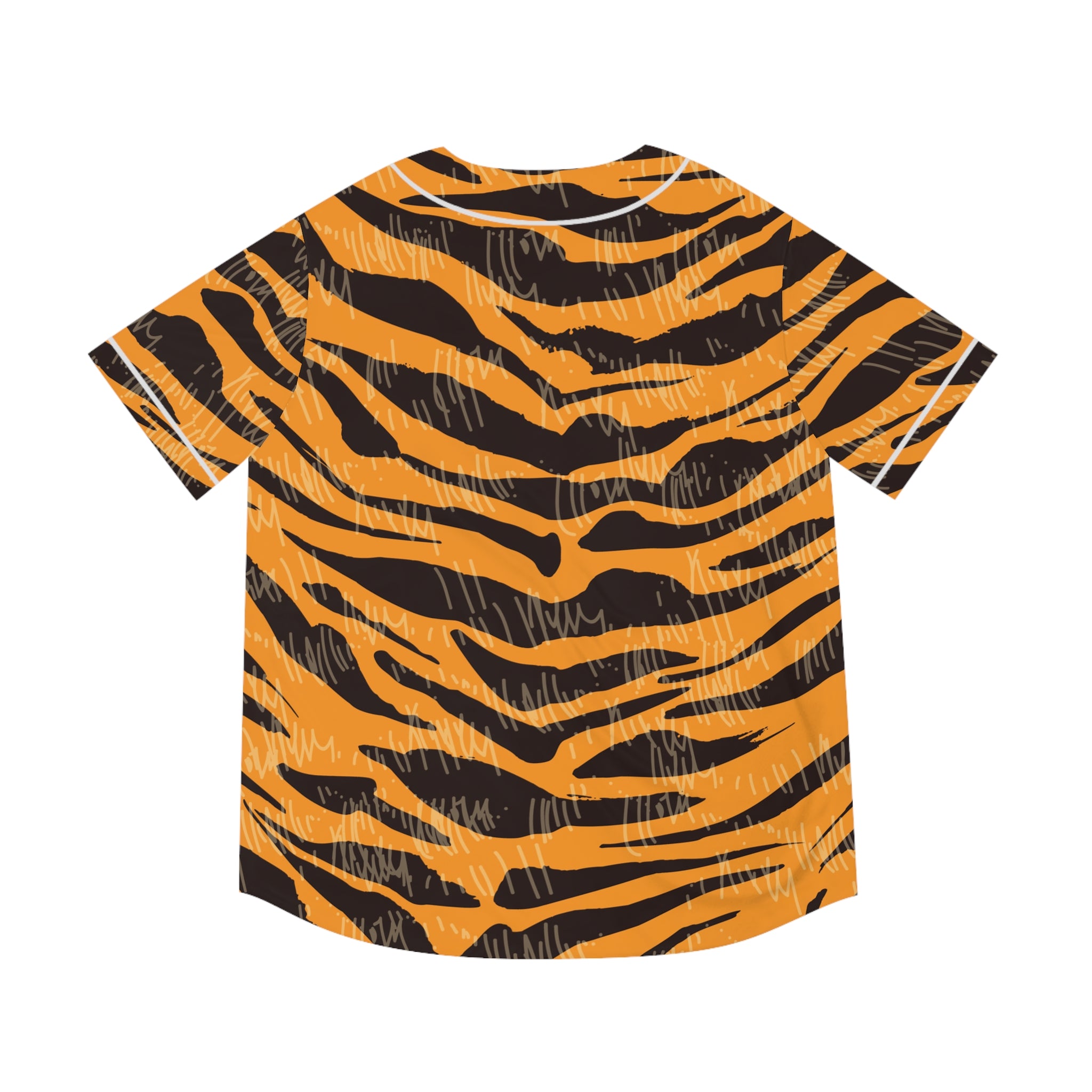 Tiger Scratches Orange & Black Men's Baseball Jersey (AOP), Artsulli - Art is Long, Life is Short, All Over Prints, , , , , , , 