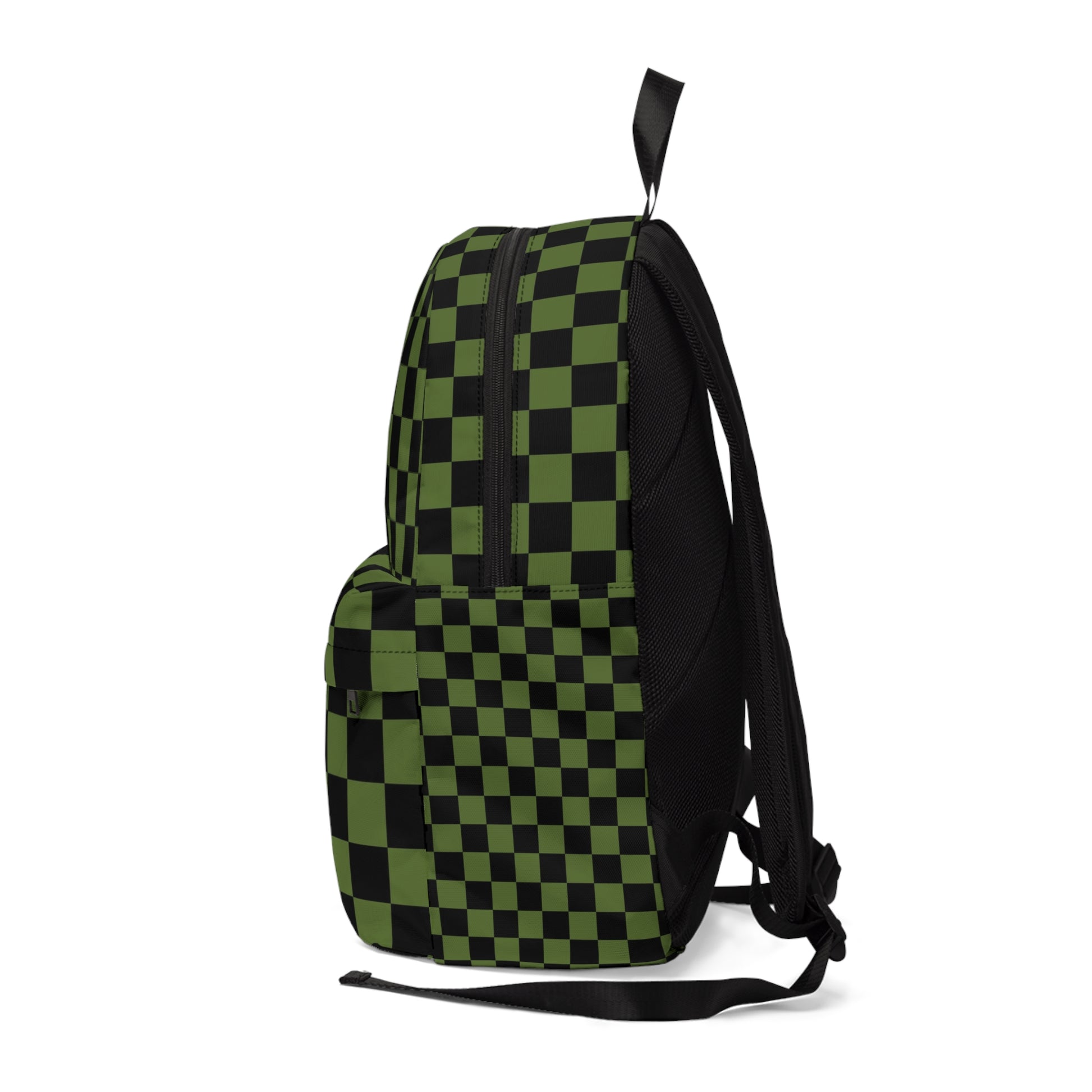 Checkerboard Olive Green and Black Unisex Classic Backpack, Artsulli - Art is Long, Life is Short, Bags, , , , , , , 