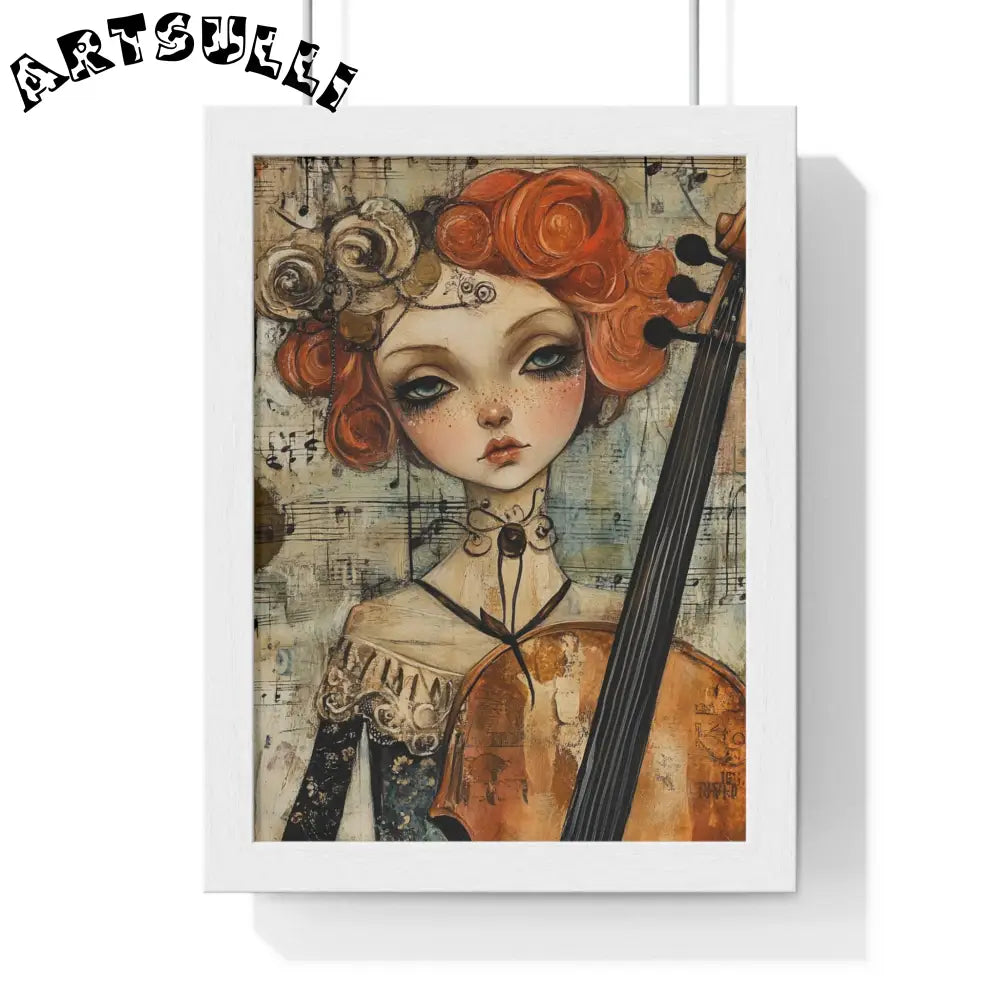 Woman With A Violin VI Vertical Framed Poster, Artsulli - Art is Long, Life is Short, Poster, Size, 8" x 11", Color, White, , , 59497011608622868970