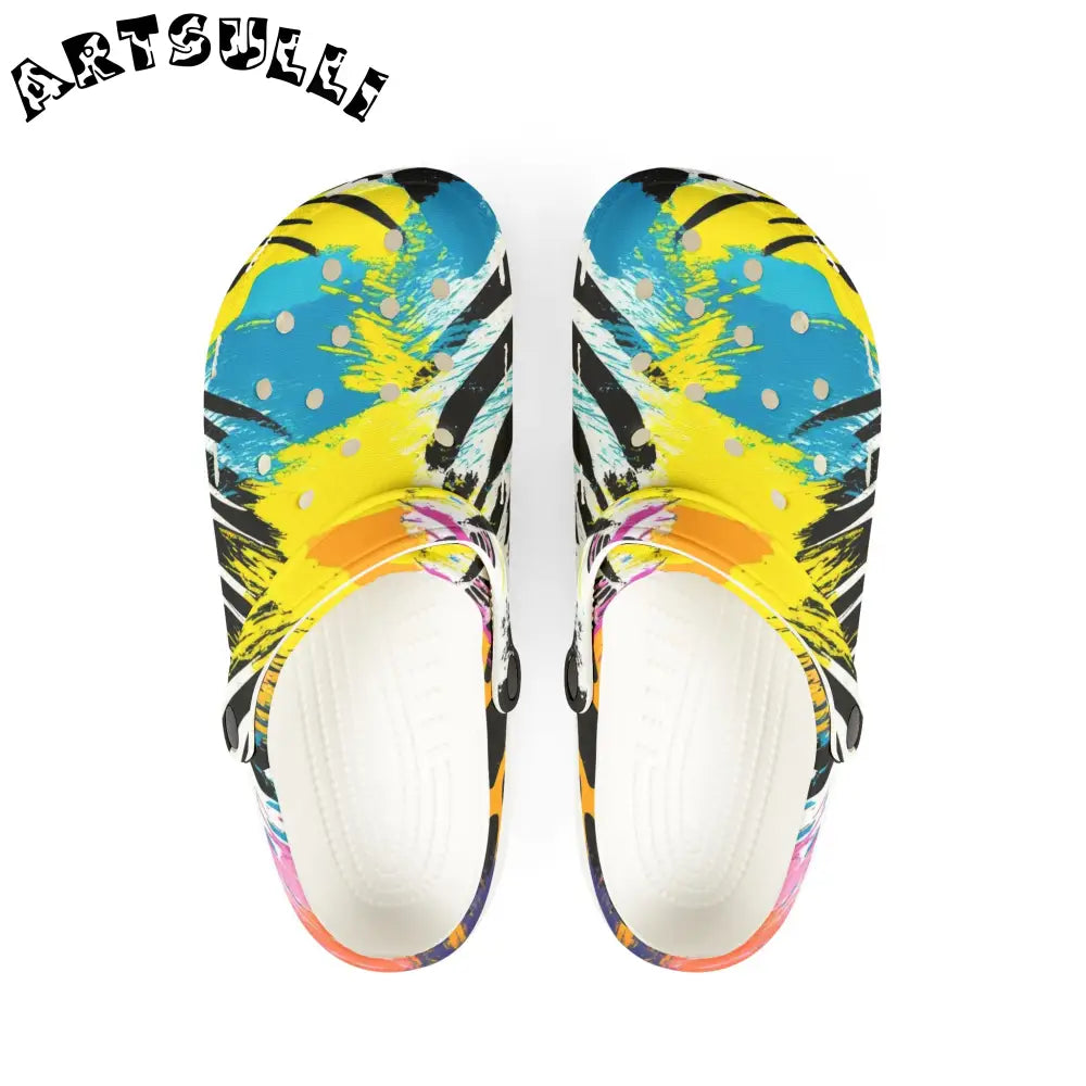 Zebra Stripes x Leopard Print x Paint Splatter EVA Foam Rubber Shoes (AOP), Artsulli - Art is Long, Life is Short, Shoes, Size, US 6 (Women's), Color, White, , , 17684146544698