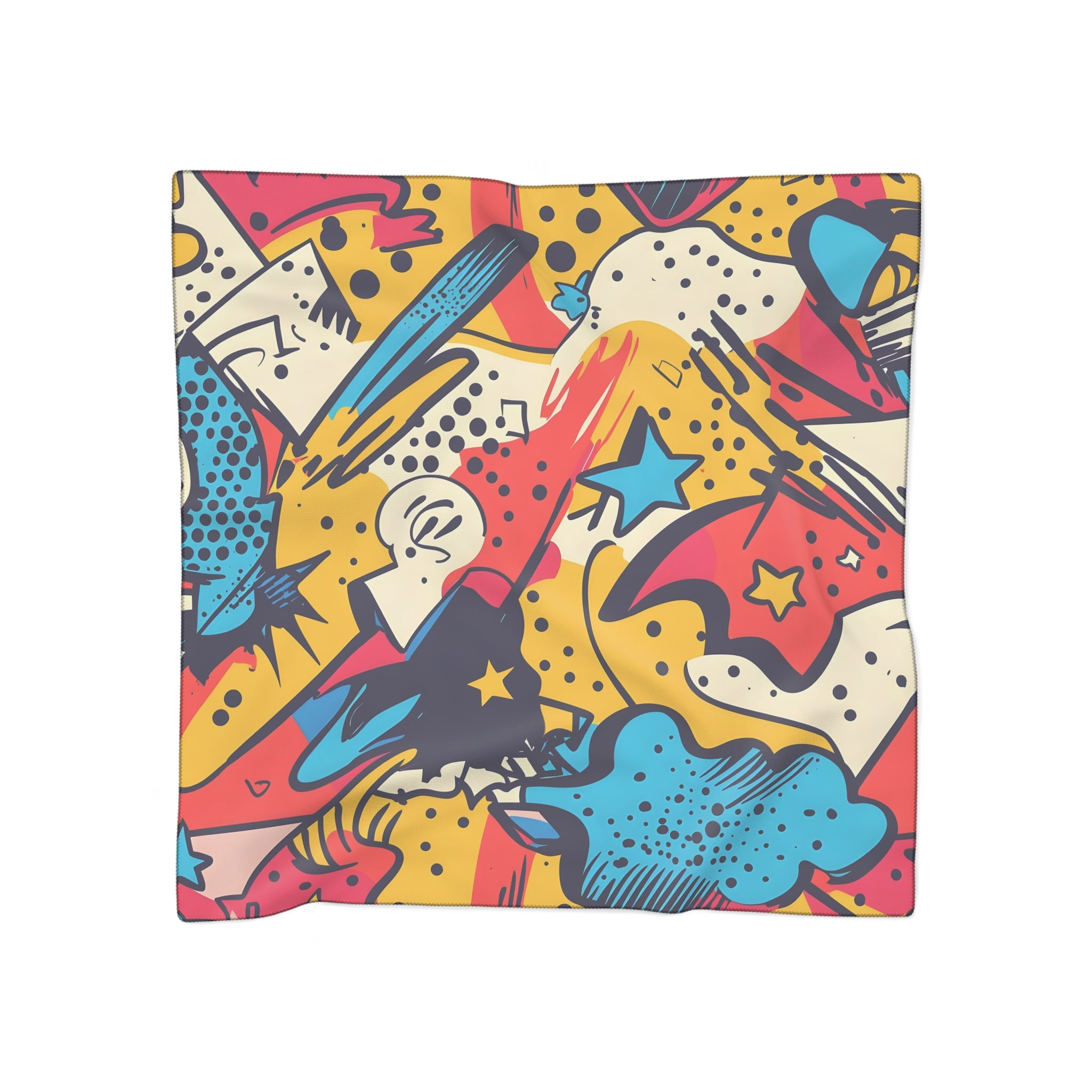 Comic x Pop Art Poly Scarf, Artsulli - Art is Long, Life is Short, Accessories, Color, Poly chiffon, Size, 25" × 25", , , 20631311101554620119