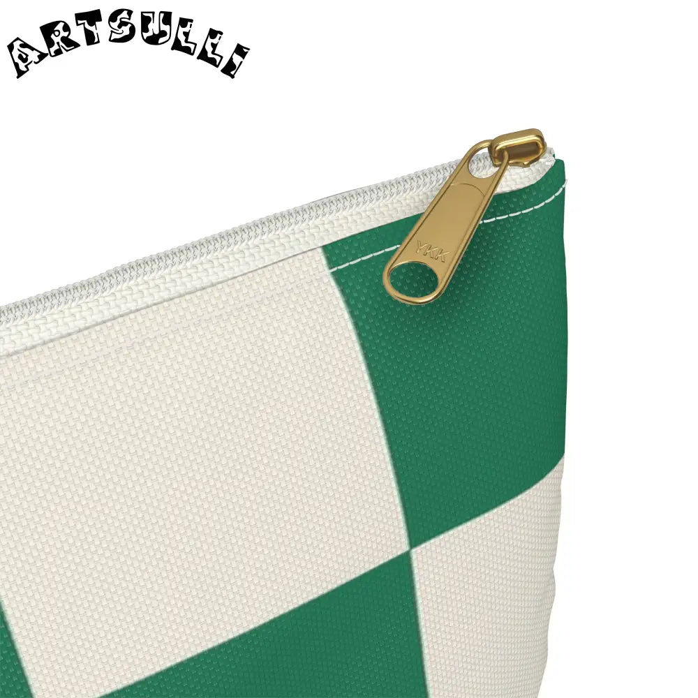 JAKKOUTTHEBXX Checkerboard Dark Green Accessory Pouch JAKKOUTTHEBXX