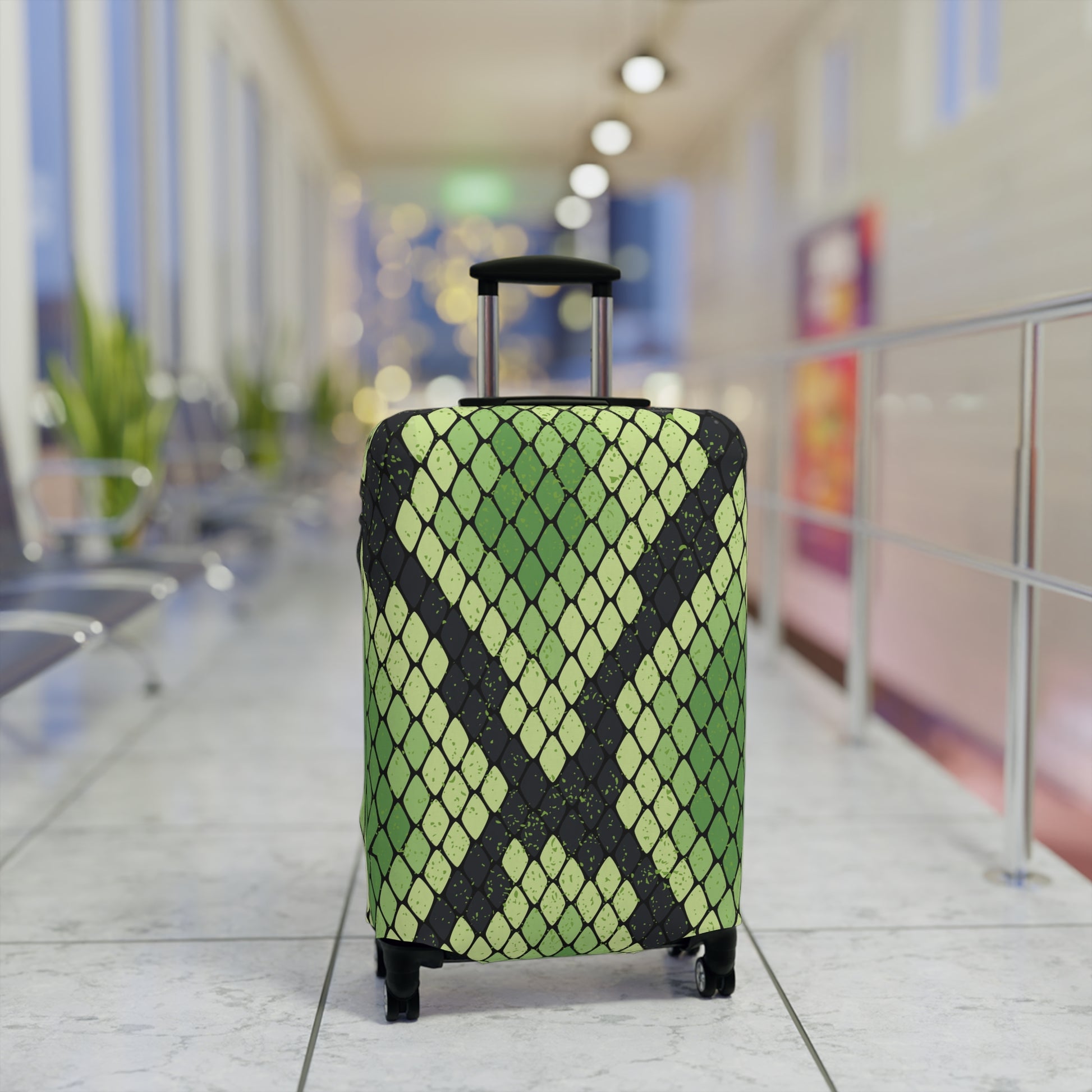 Snake Skin Green and Black Luggage Cover, Artsulli - Art is Long, Life is Short, Accessories, , , , , , , 