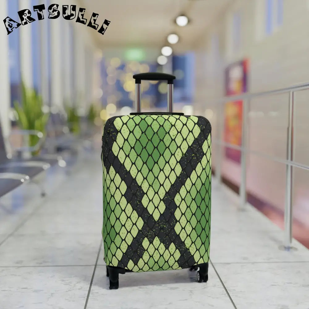 JAKKOUTTHEBXX Snake Skin Green and Black Luggage Cover JAKKOUTTHEBXX