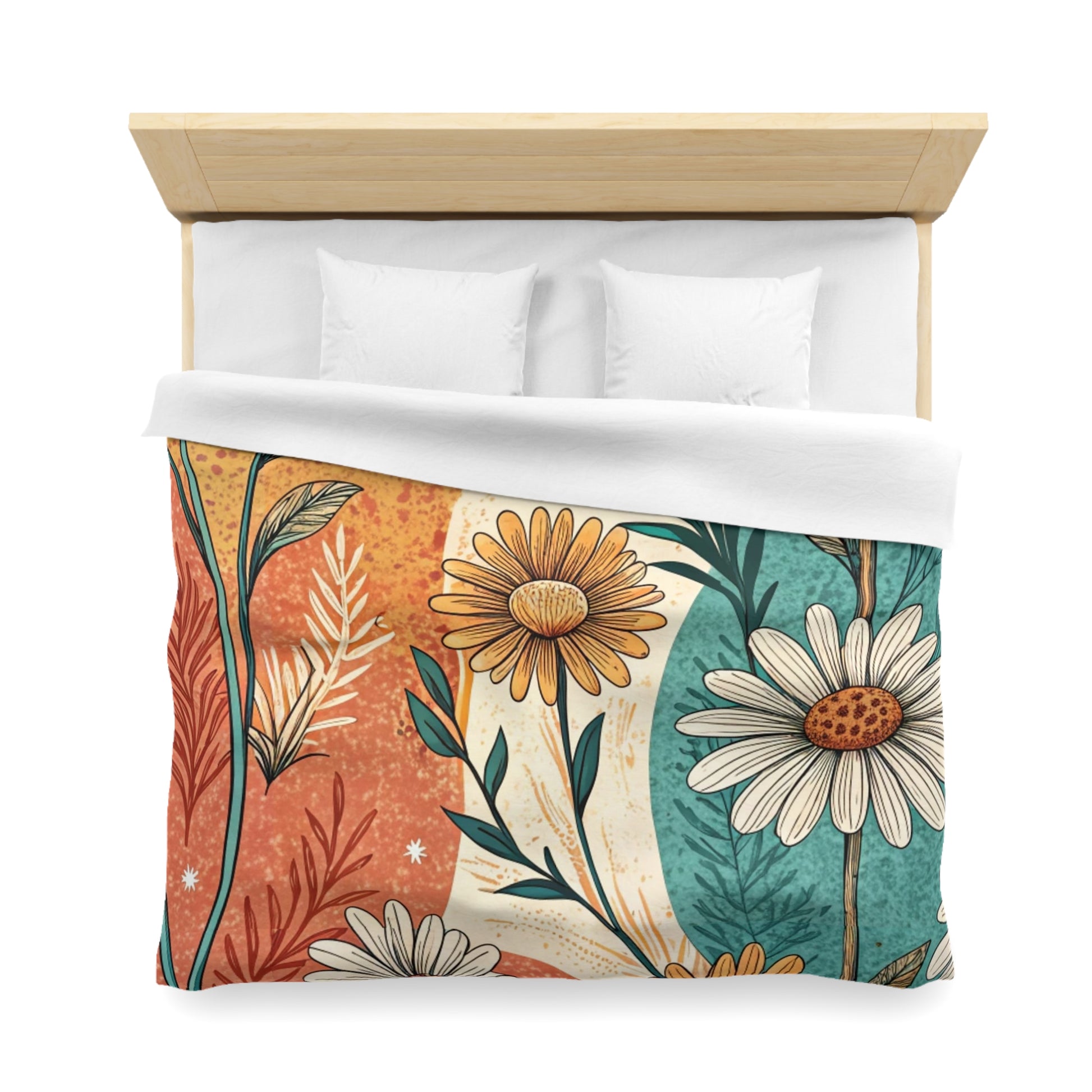 Retro Daisy Dream Microfiber Duvet Cover, Artsulli - Art is Long, Life is Short, Home Decor, , , , , , , 