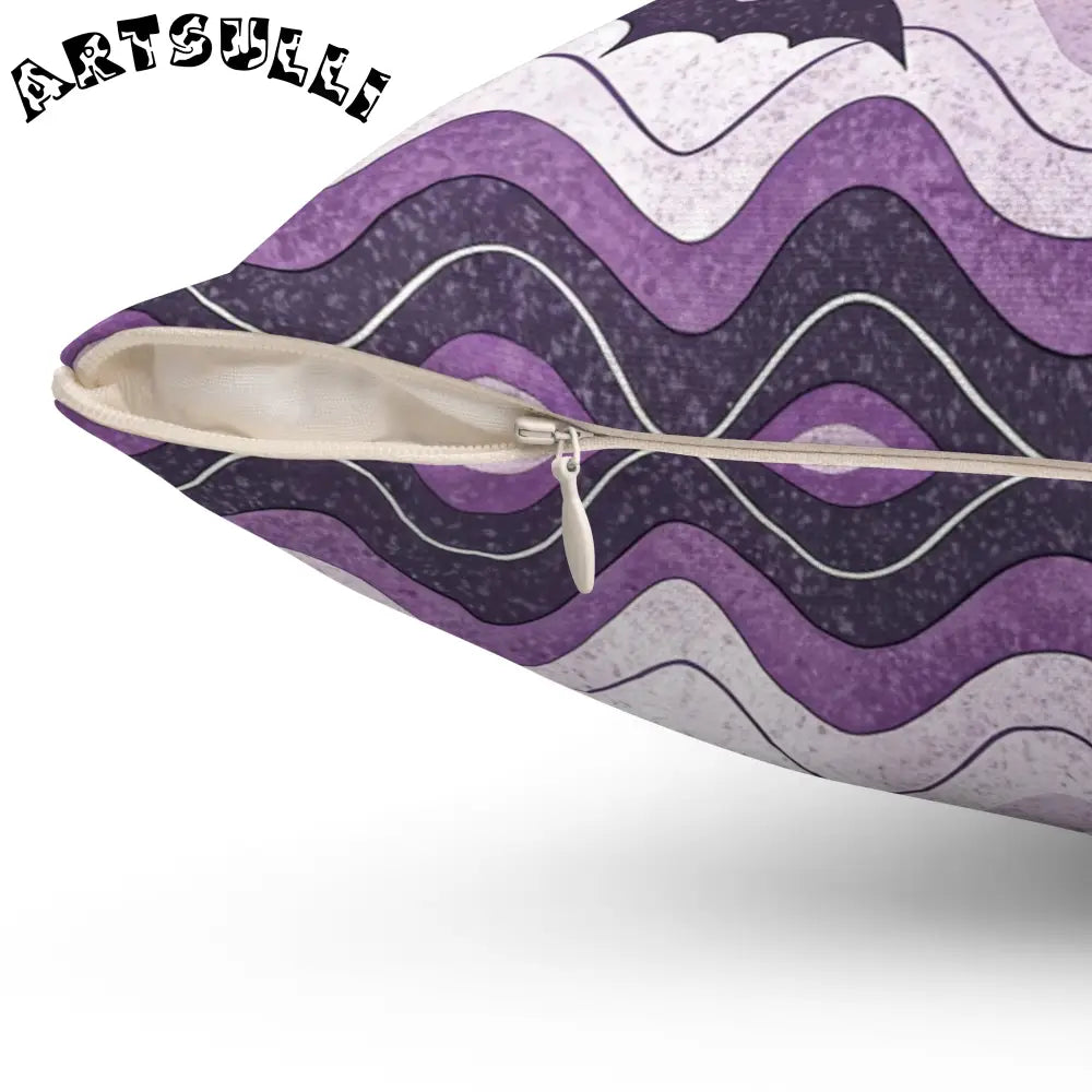JAKKOUTTHEBXX Bat Wave Spun Polyester Square Pillow JAKKOUTTHEBXX