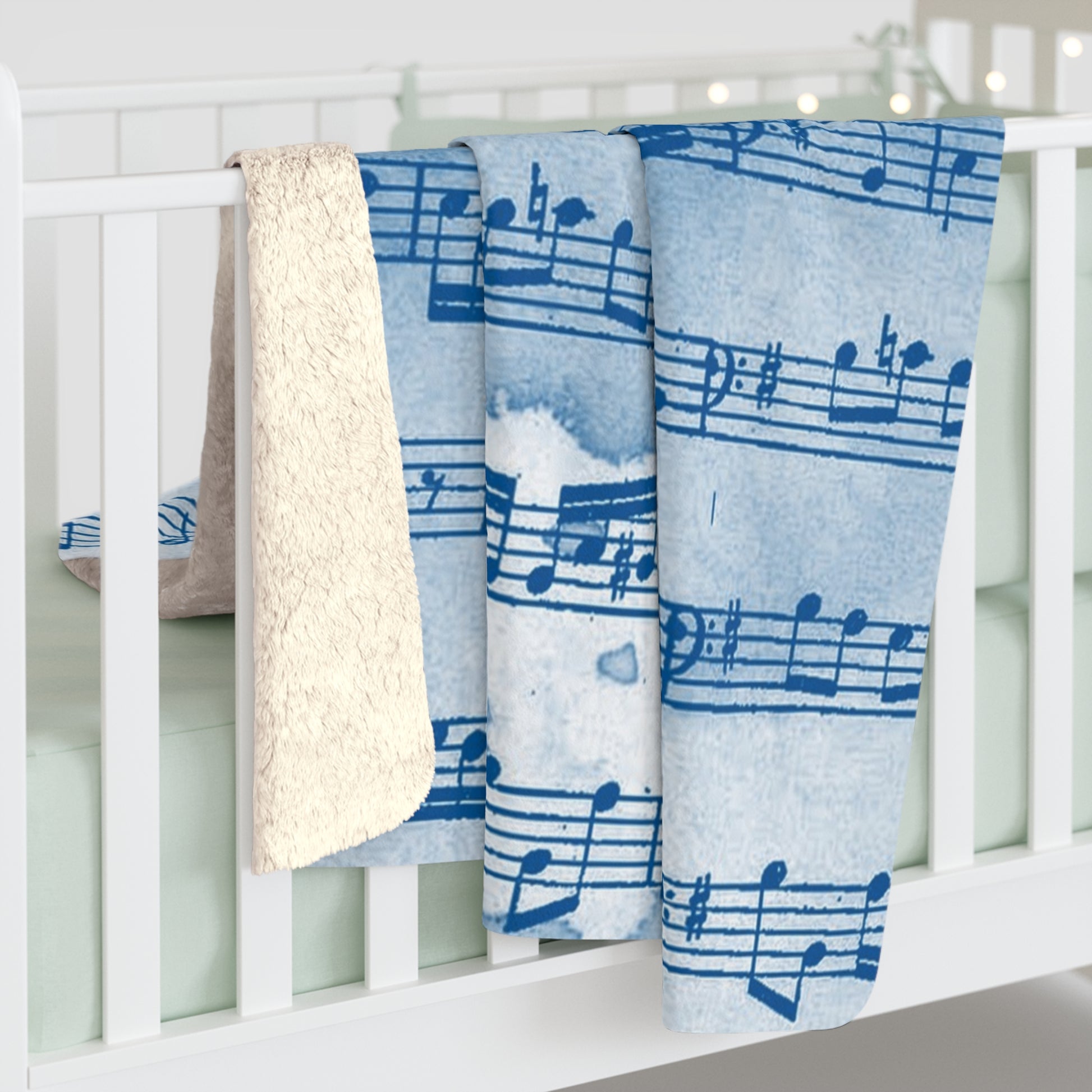 Drip Spill Type Beat Sheet Music Blue Sherpa Fleece Blanket, Artsulli - Art is Long, Life is Short, Home Decor, , , , , , , 