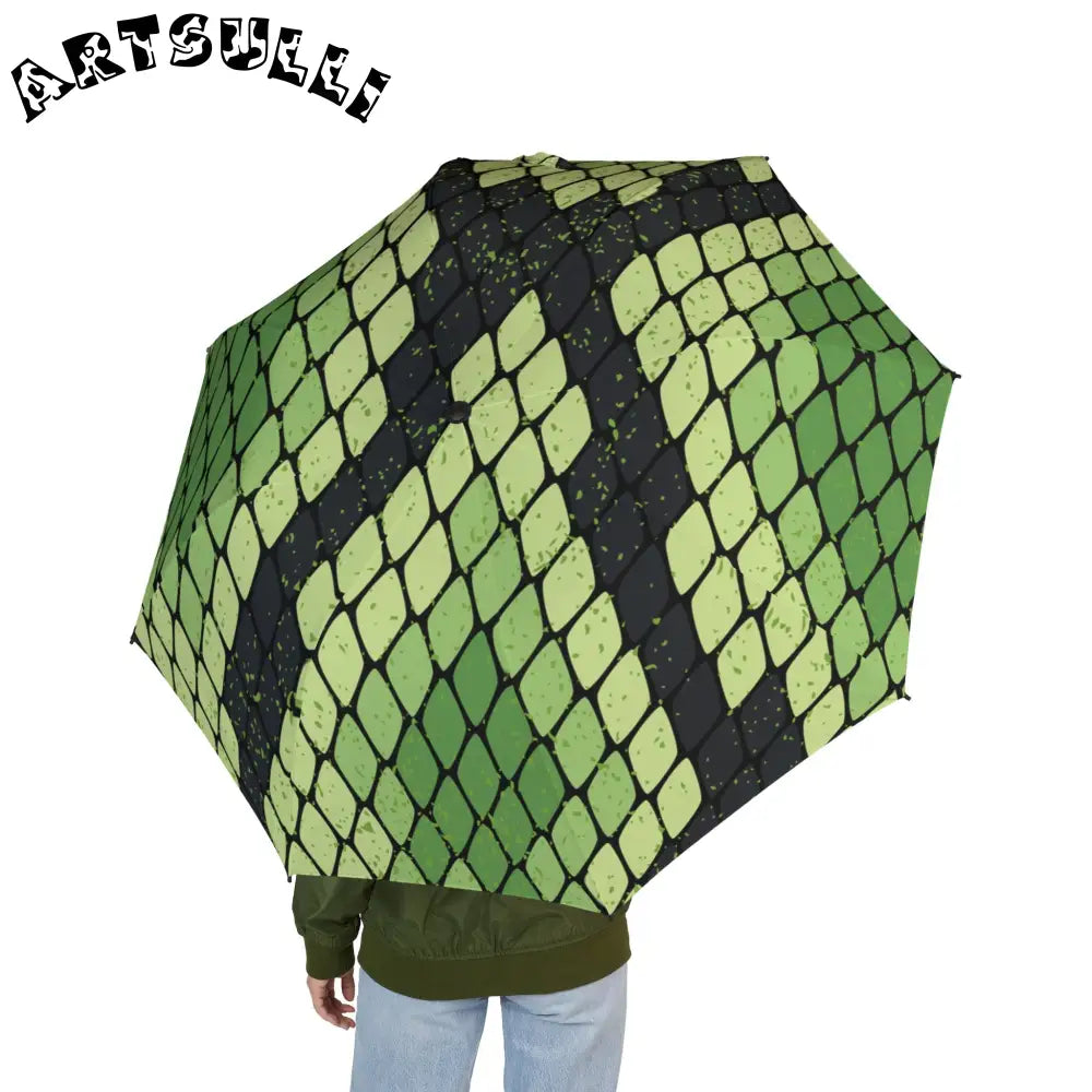 JAKKOUTTHEBXX Snake Skin Green and Black Semi-Automatic Foldable