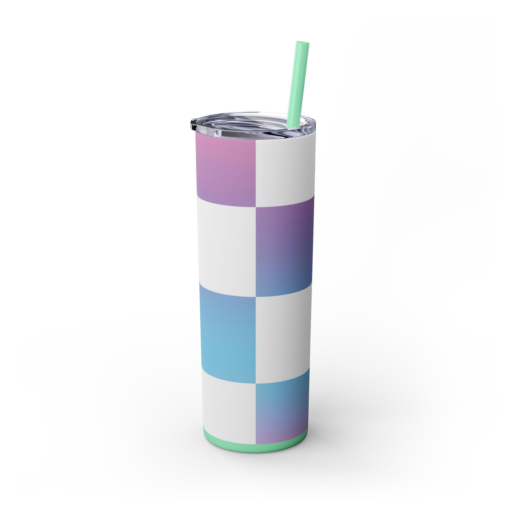 Vaporwave Check Skinny Tumbler with Straw, 20oz, Artsulli - Art is Long, Life is Short, Mug, , , , , , , 