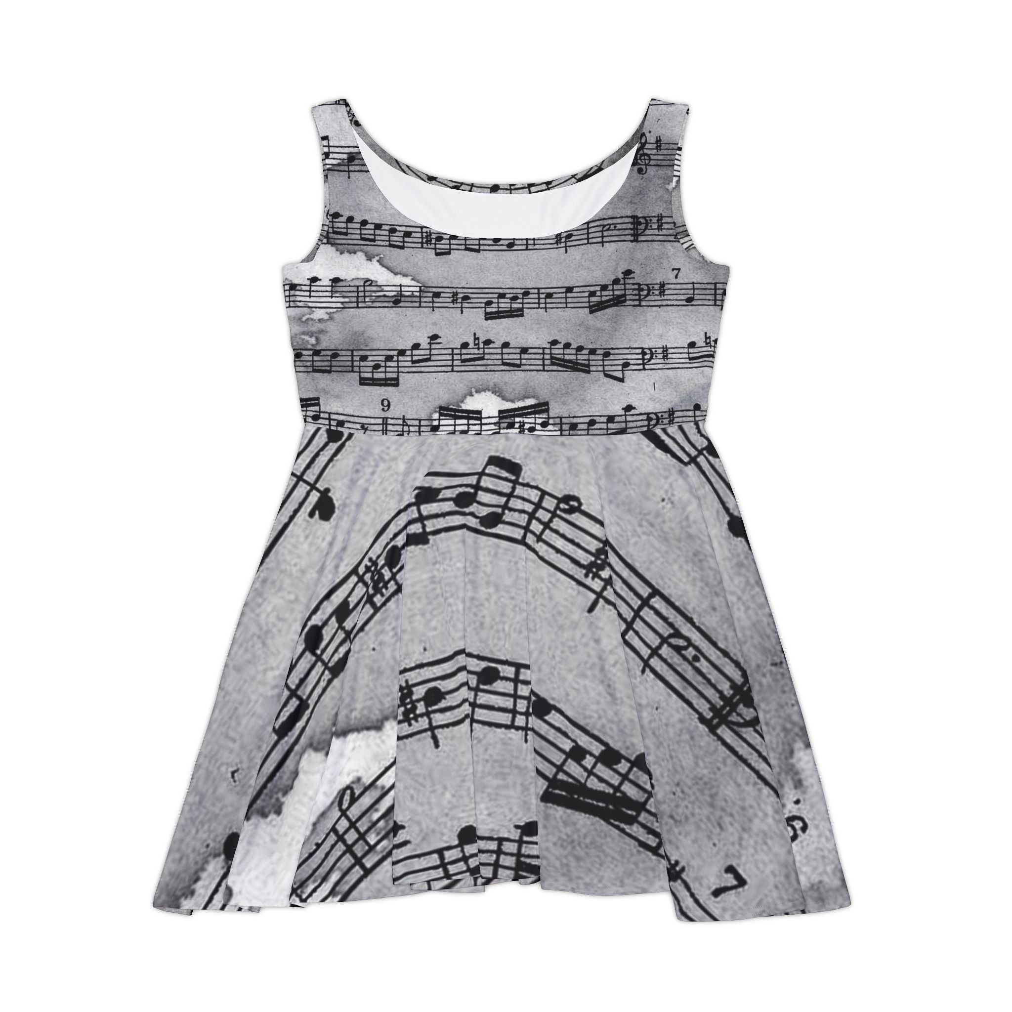 Drip Spill Type Beat Sheet Music Black Women's Skater Dress (AOP), Artsulli - Art is Long, Life is Short, All Over Prints, Size, XS, , , , , 30573199874087357366