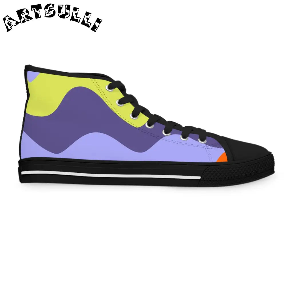 JAKKOUTTHEBXX Waves Blue and Yellow Women’s High Top Sneakers