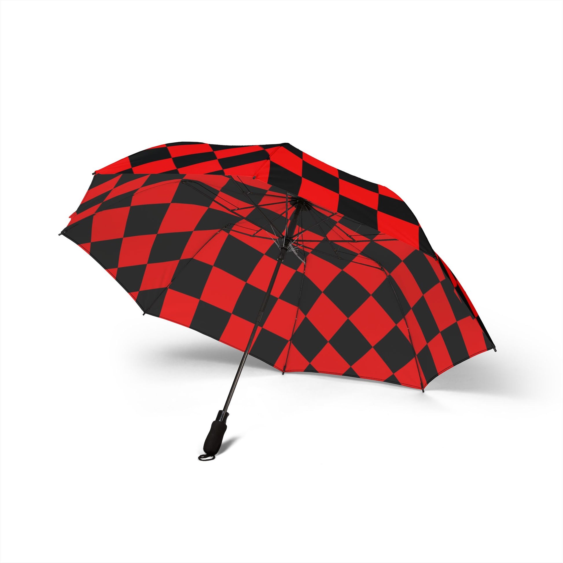 Checkerboard Red and Black Semi-Automatic Foldable Umbrella, Artsulli - Art is Long, Life is Short, Accessories, , , , , , , 