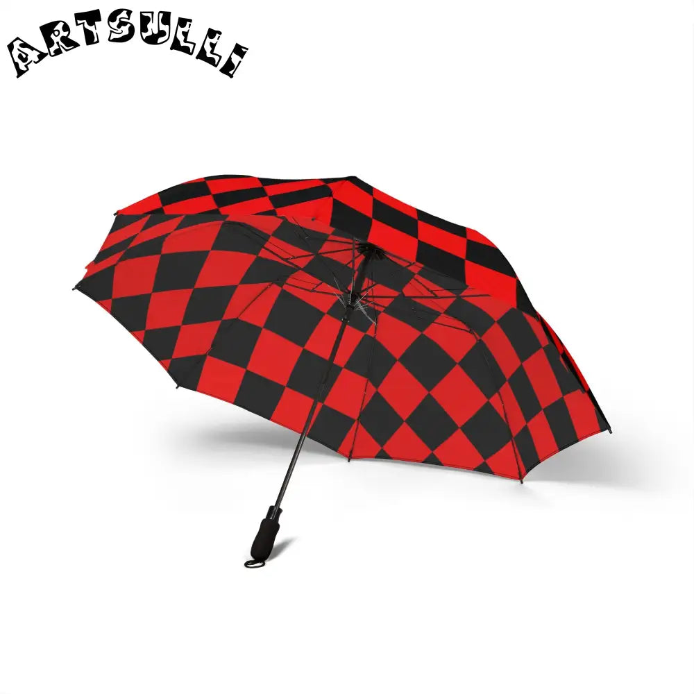 JAKKOUTTHEBXX Checkerboard Red and Black Semi-Automatic Foldable