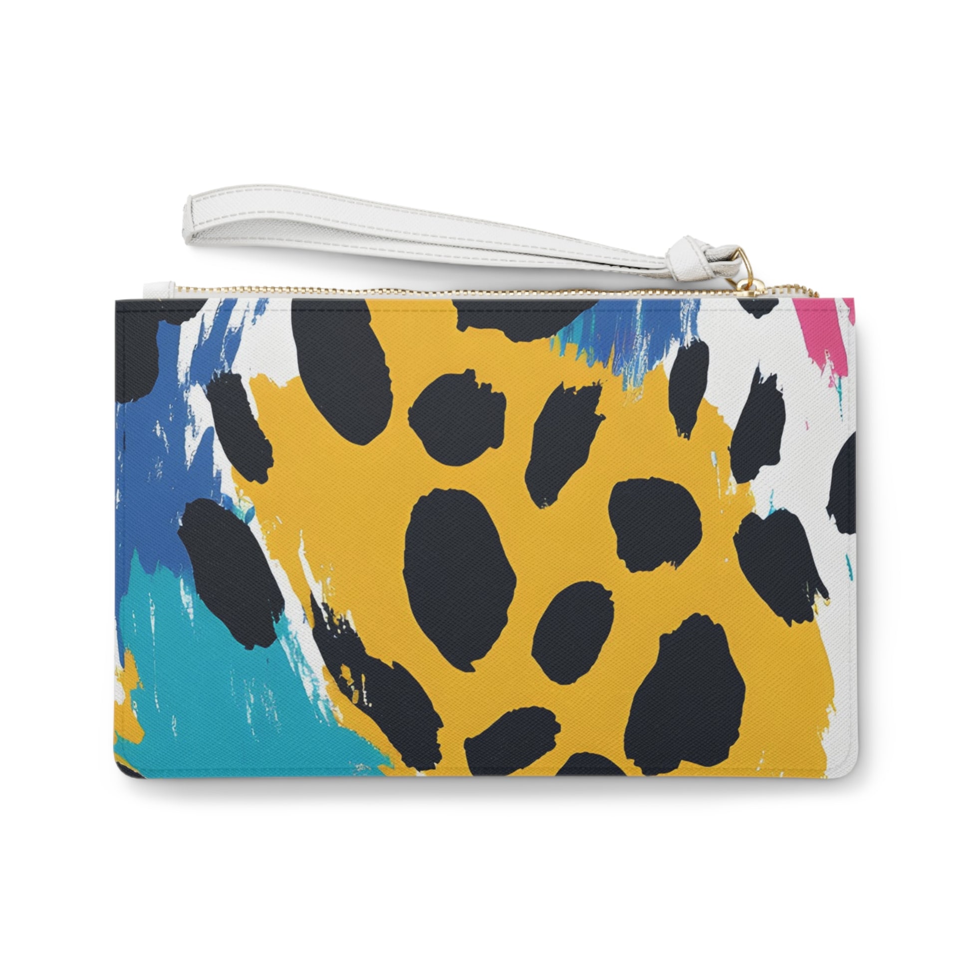 Leopard Print x Paint Brush Strokes Multi-Color Clutch Bag, Artsulli - Art is Long, Life is Short, Bags, , , , , , , 