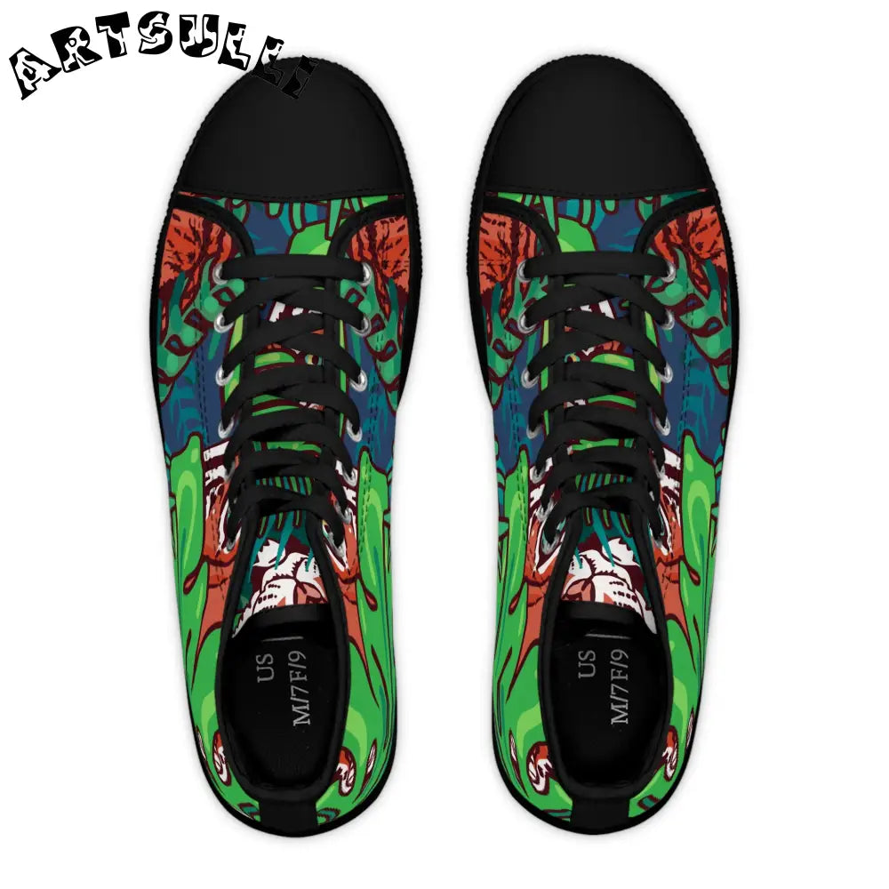 JAKKOUTTHEBXX Tropical Jungle Tigers Green and Blue Women’s High Top