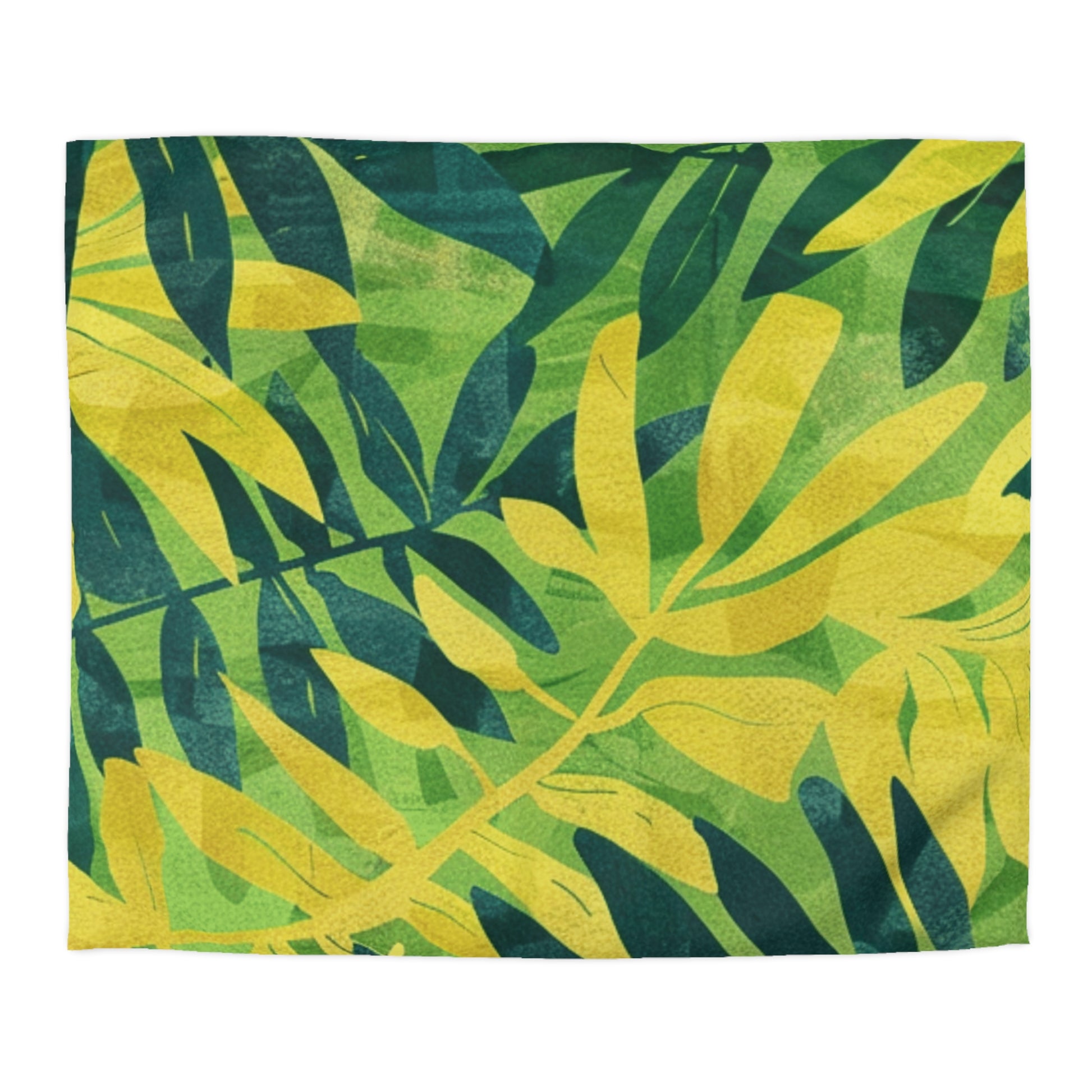 Green Leaf x Yellow Leaf x Tropical x Jungle Microfiber Duvet Cover, Artsulli - Art is Long, Life is Short, Home Decor, Size, King, Color, White, , , 31772667335744157986