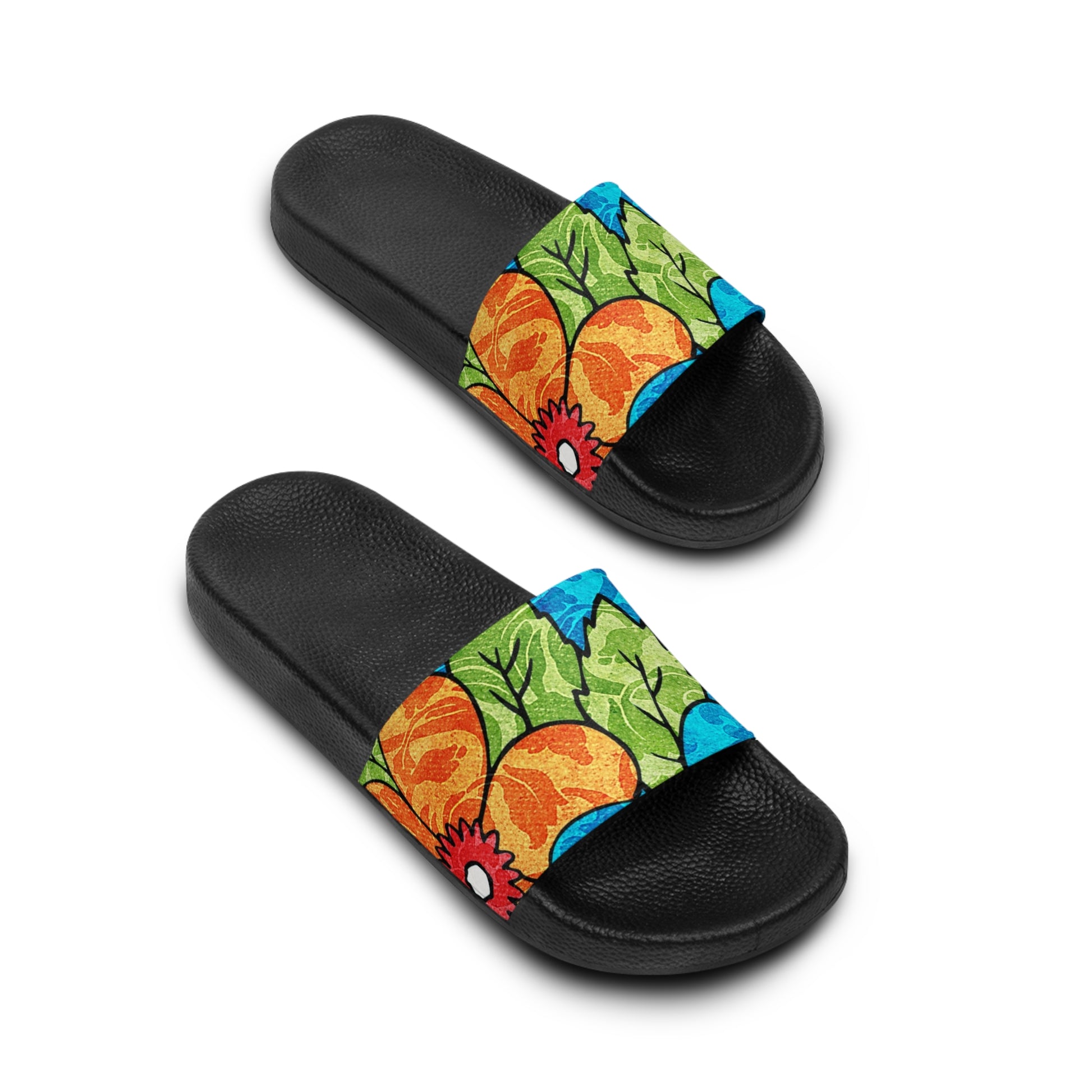 Blue Orange Groovy Men's Slide Sandals, Artsulli - Art is Long, Life is Short, Shoes, , , , , , , 