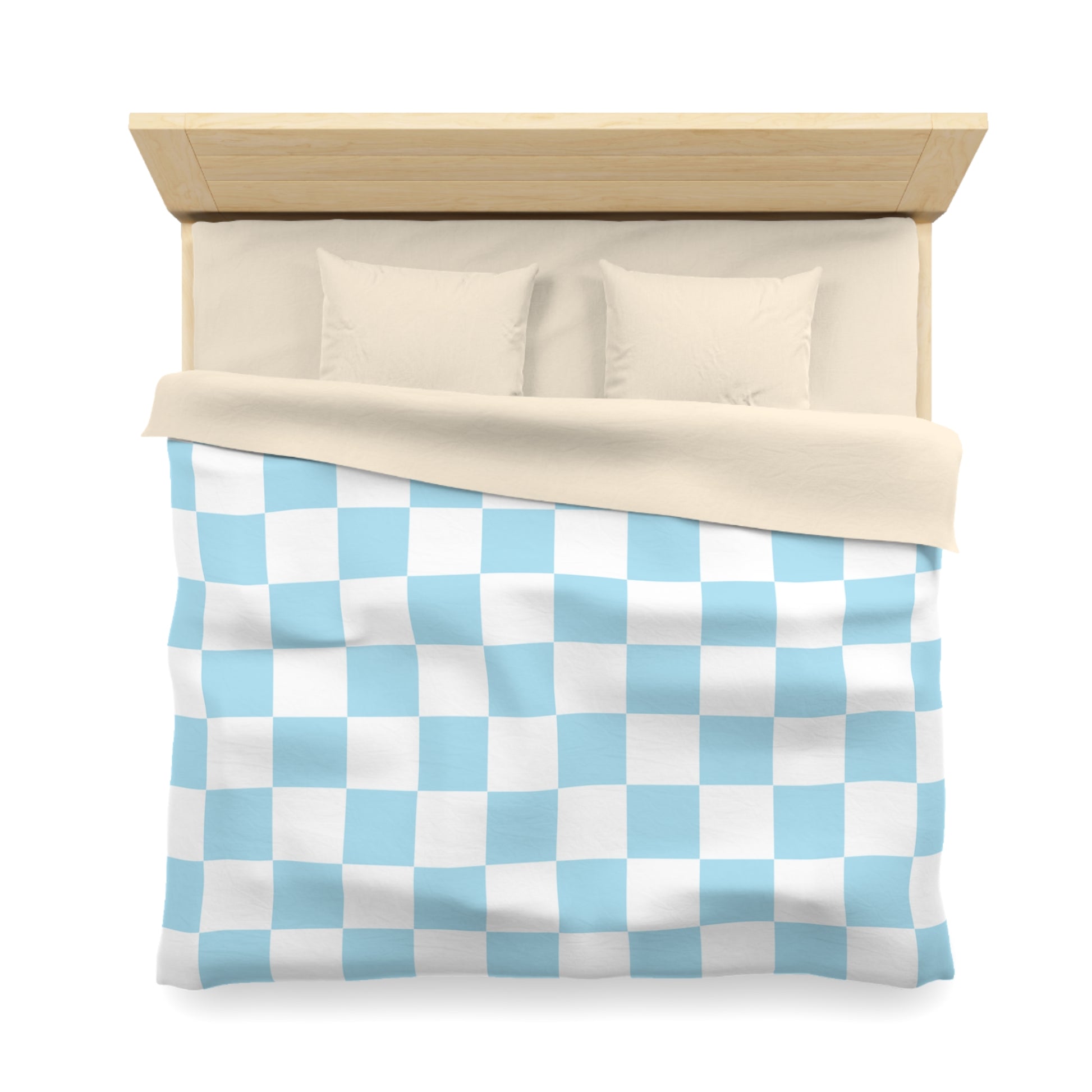 Checkerboard Sky Blue Microfiber Duvet Cover, Artsulli - Art is Long, Life is Short, Home Decor, , , , , , , 