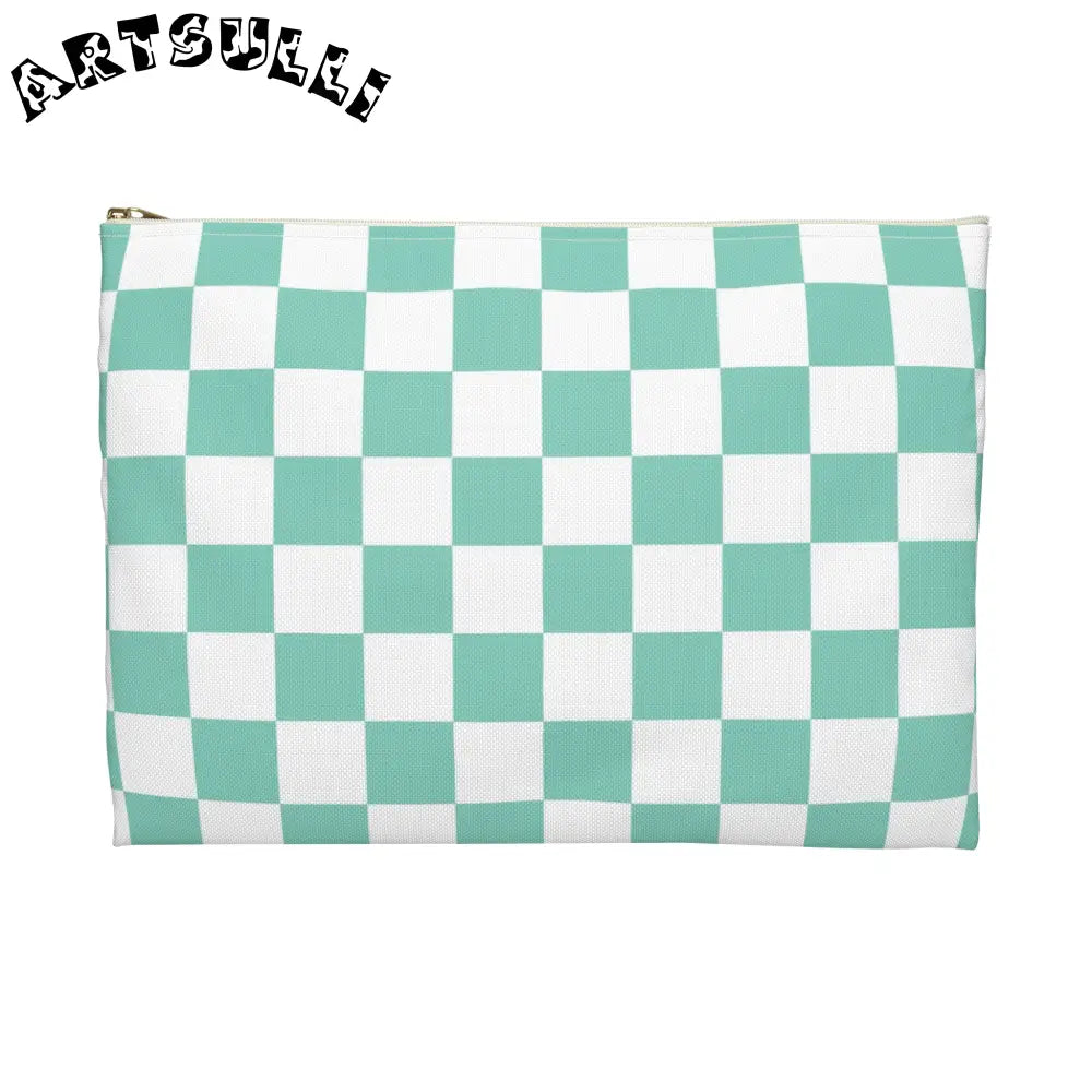 JAKKOUTTHEBXX Checkerboard Light Green Accessory Pouch JAKKOUTTHEBXX