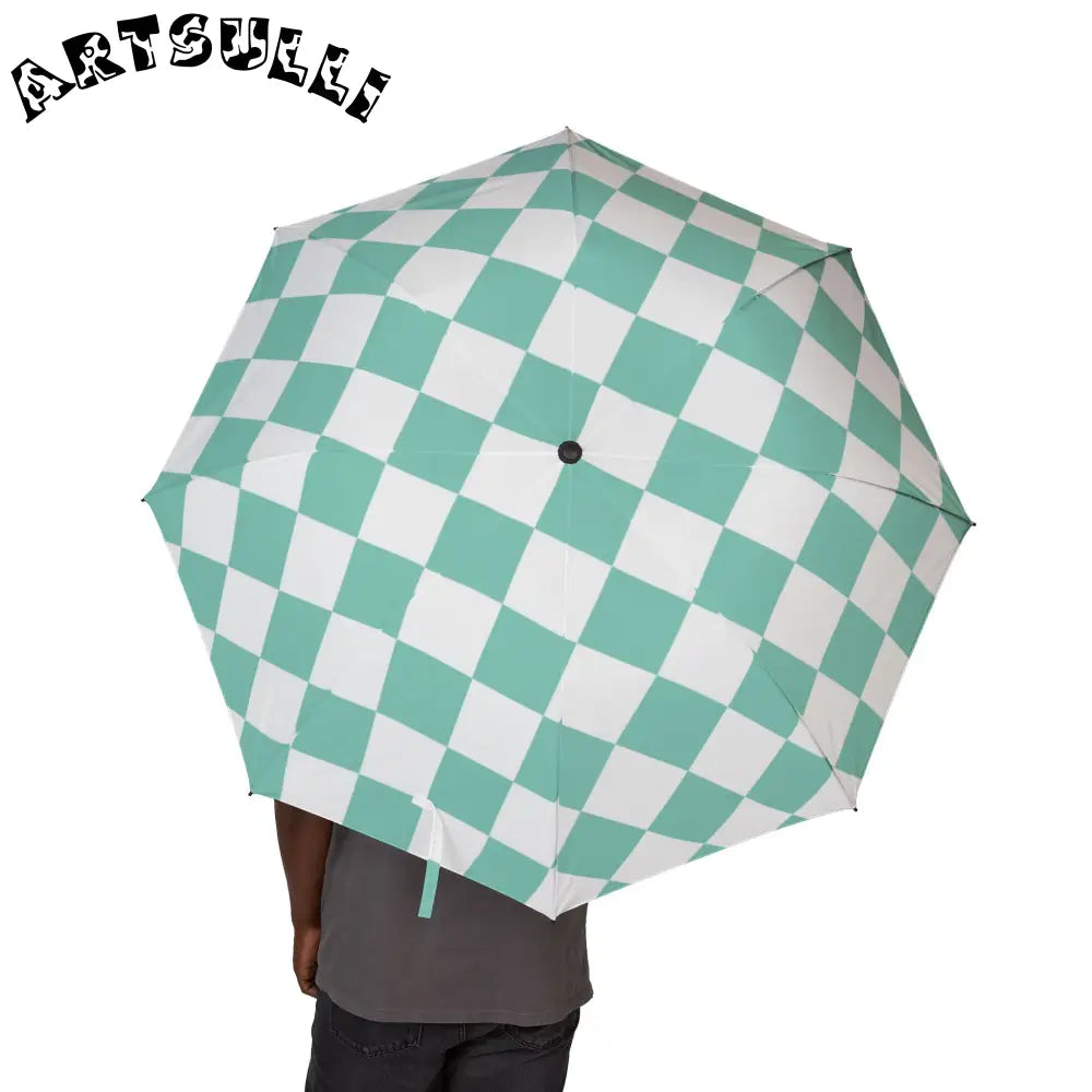 JAKKOUTTHEBXX Checkerboard Light Green Semi-Automatic Foldable