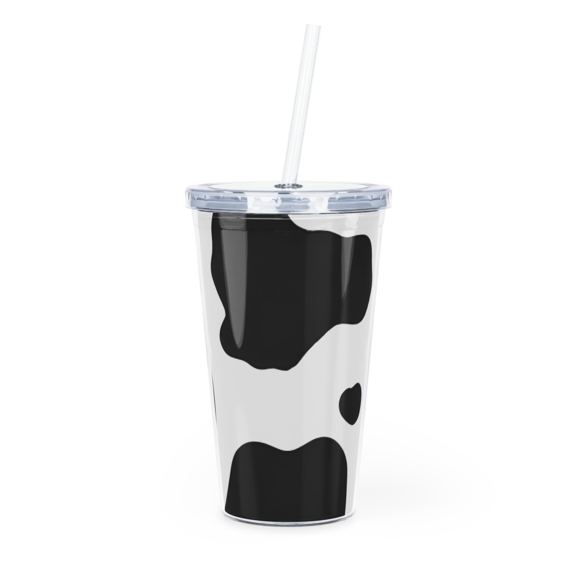 Cow Print Focus Plastic Tumbler with Straw, Artsulli - Art is Long, Life is Short, Mug, Size, 20oz, Color, Transparent, , , 33744593829968