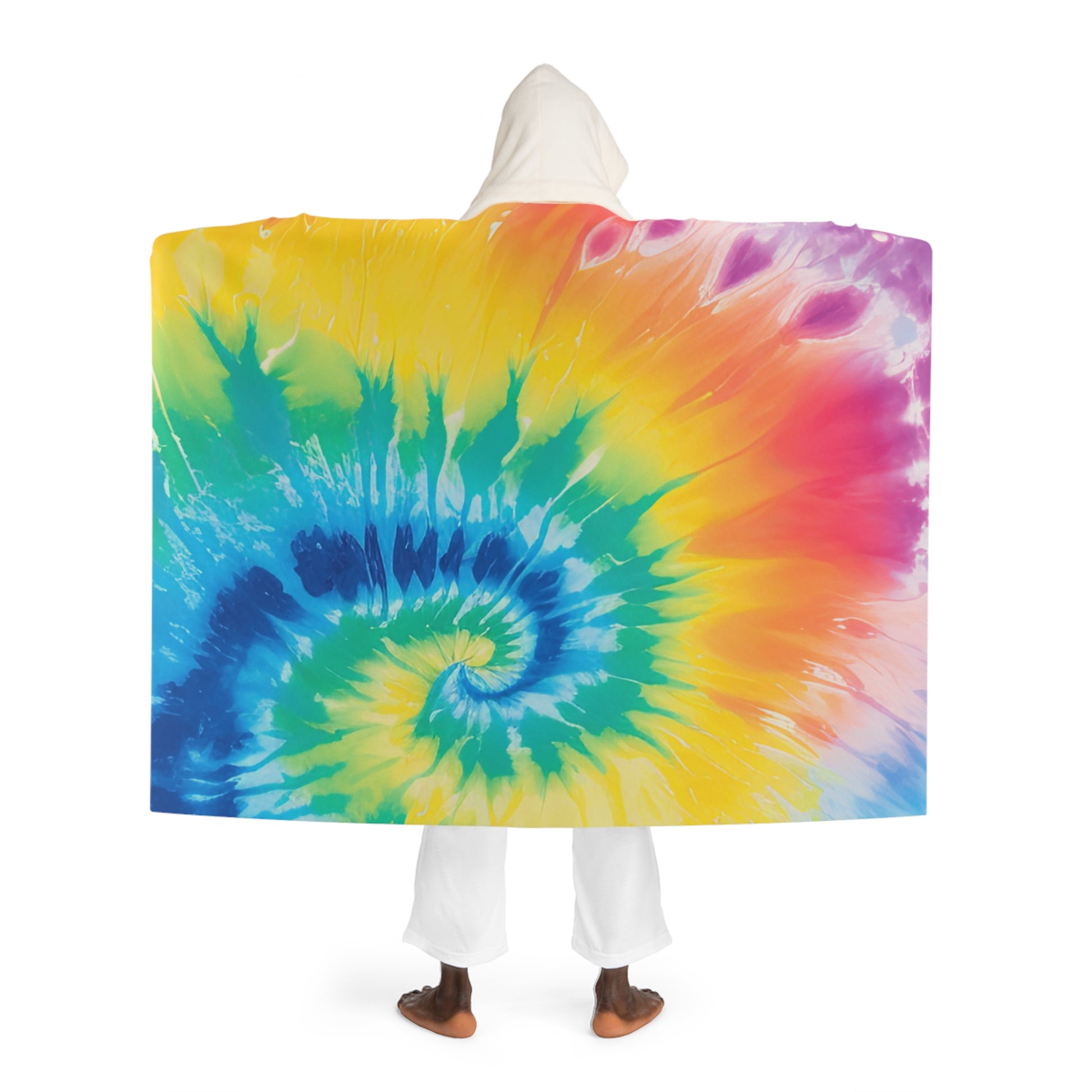 Tie Dye Hooded Sherpa Fleece Blanket, Artsulli - Art is Long, Life is Short, All Over Prints, , , , , , , 