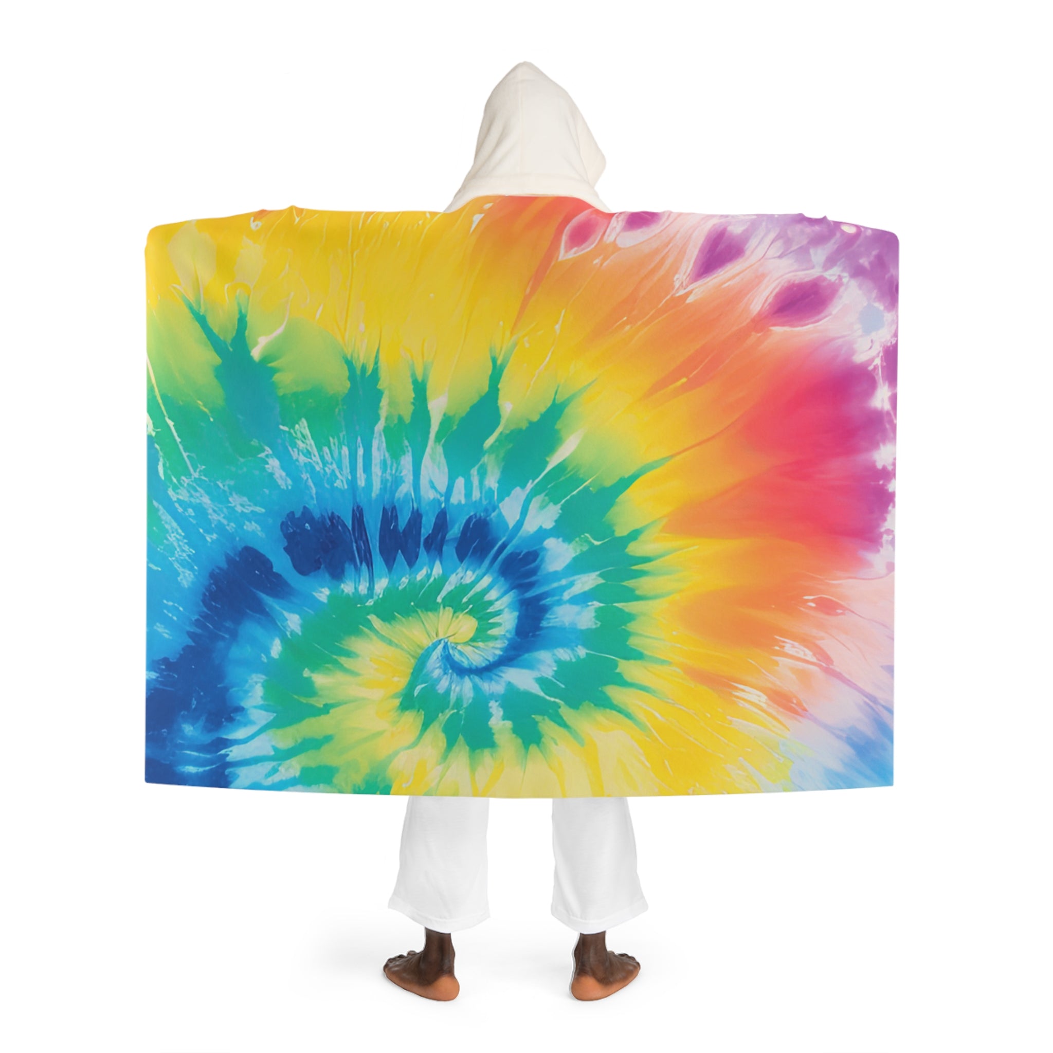 Tie Dye Hooded Sherpa Fleece Blanket, Artsulli - Art is Long, Life is Short, All Over Prints, , , , , , , 
