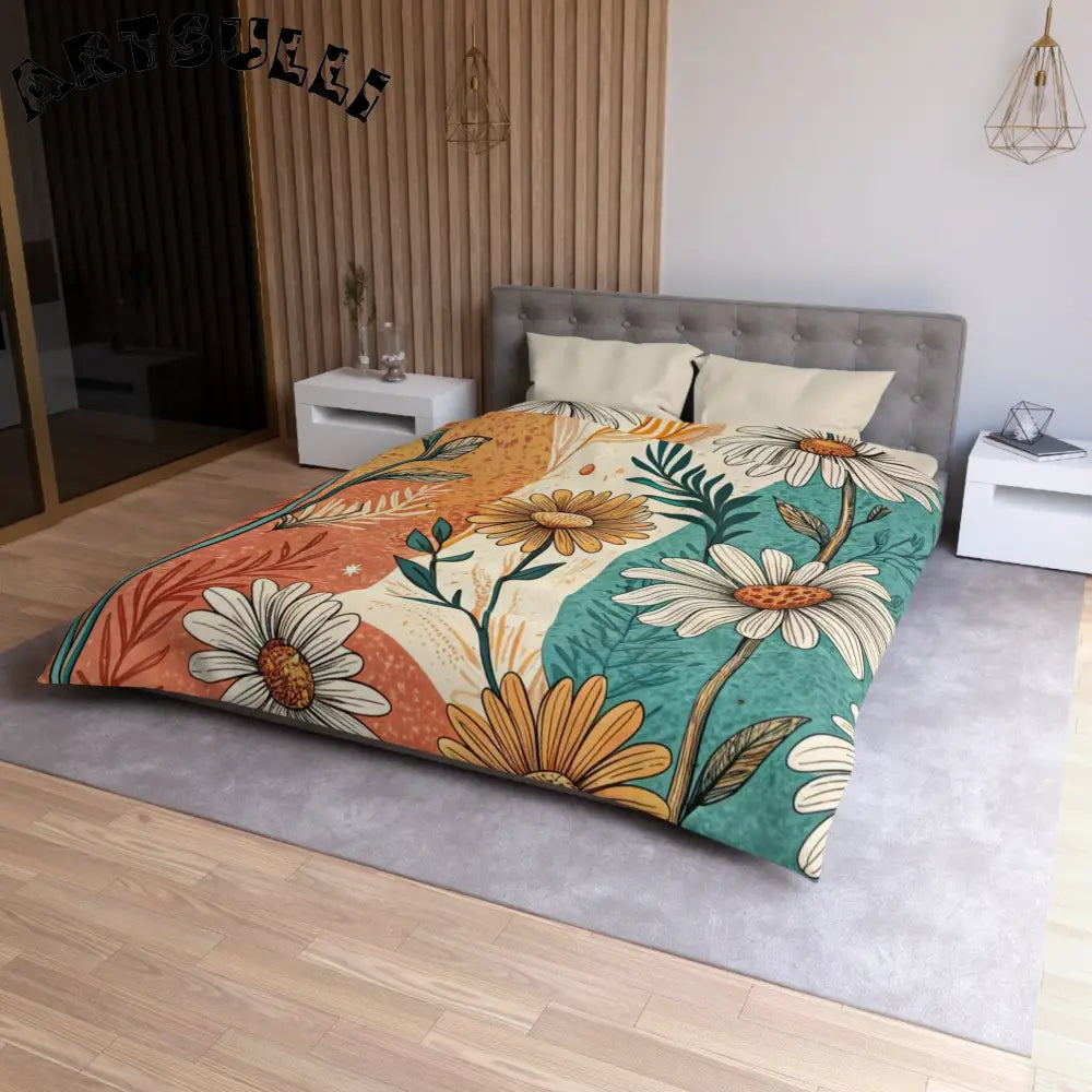 JAKKOUTTHEBXX Retro Daisy Dream Microfiber Duvet Cover JAKKOUTTHEBXX
