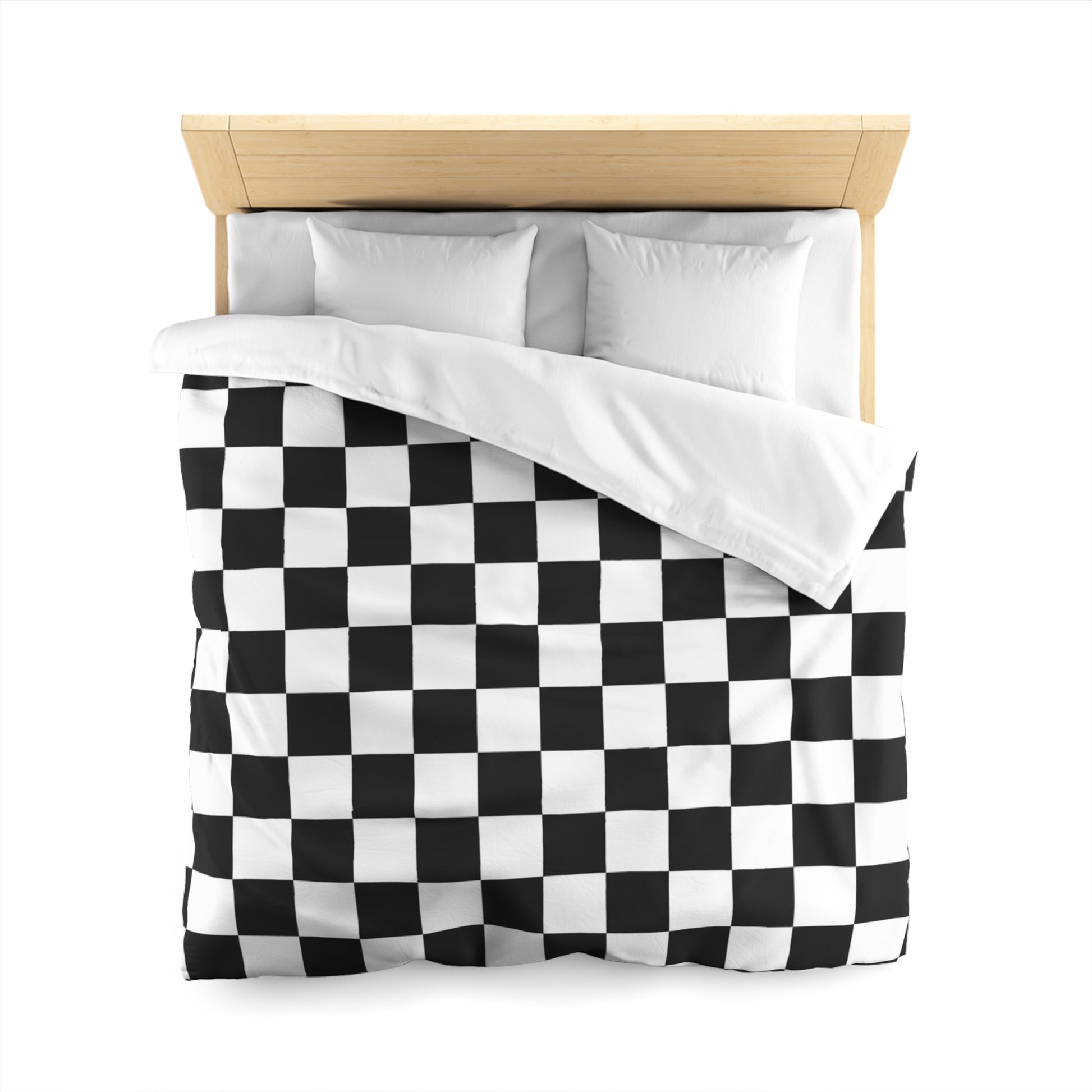 Checkerboard White and Black Microfiber Duvet Cover, Artsulli - Art is Long, Life is Short, Home Decor, , , , , , , 