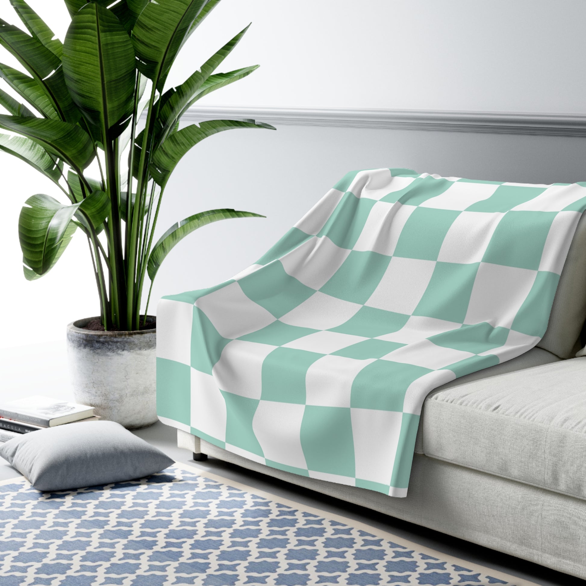Chessboard Sherpa Fleece Blanket, Artsulli - Art is Long, Life is Short, Home Decor, , , , , , , 