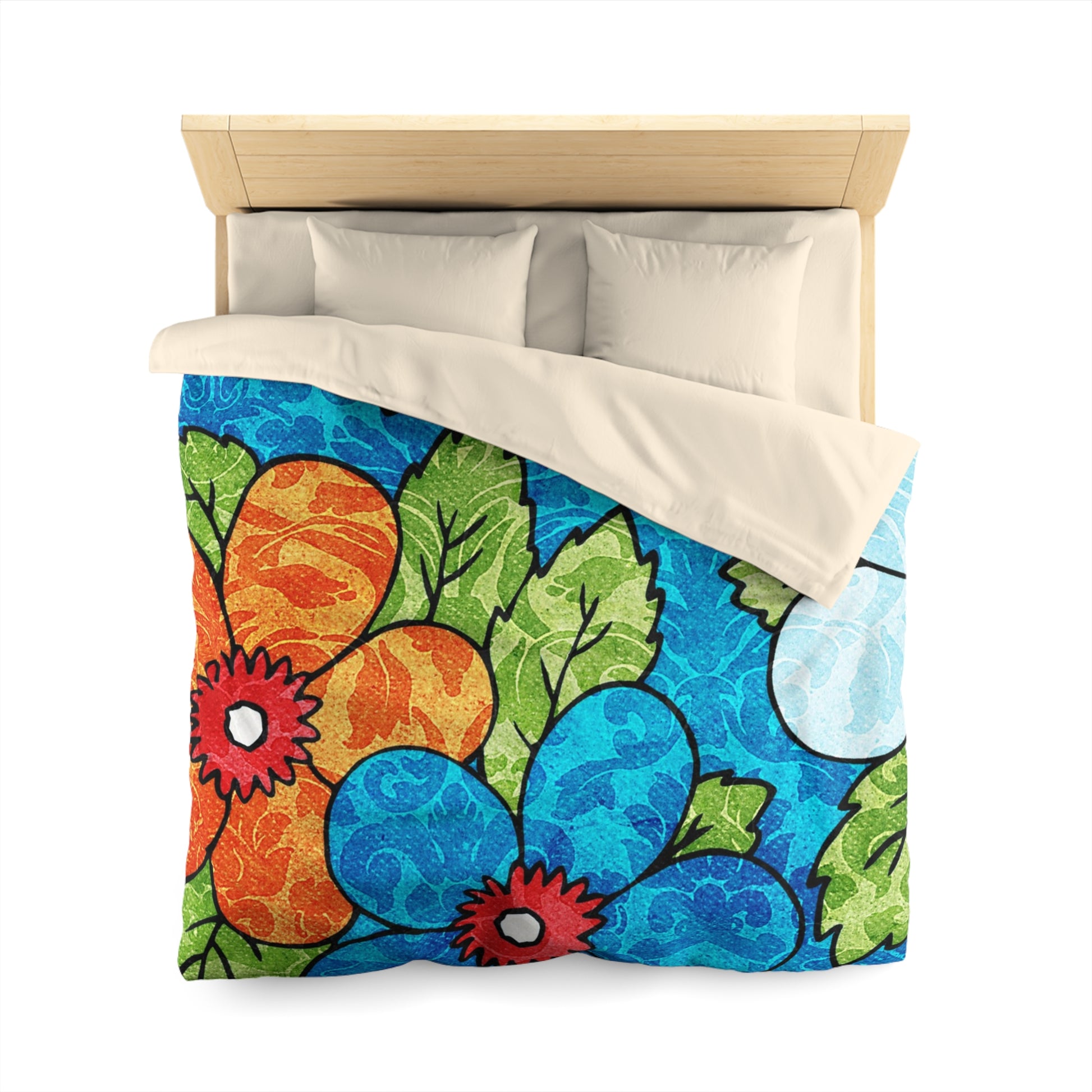 Blue Orange Groovy Microfiber Duvet Cover, Artsulli - Art is Long, Life is Short, Home Decor, , , , , , , 