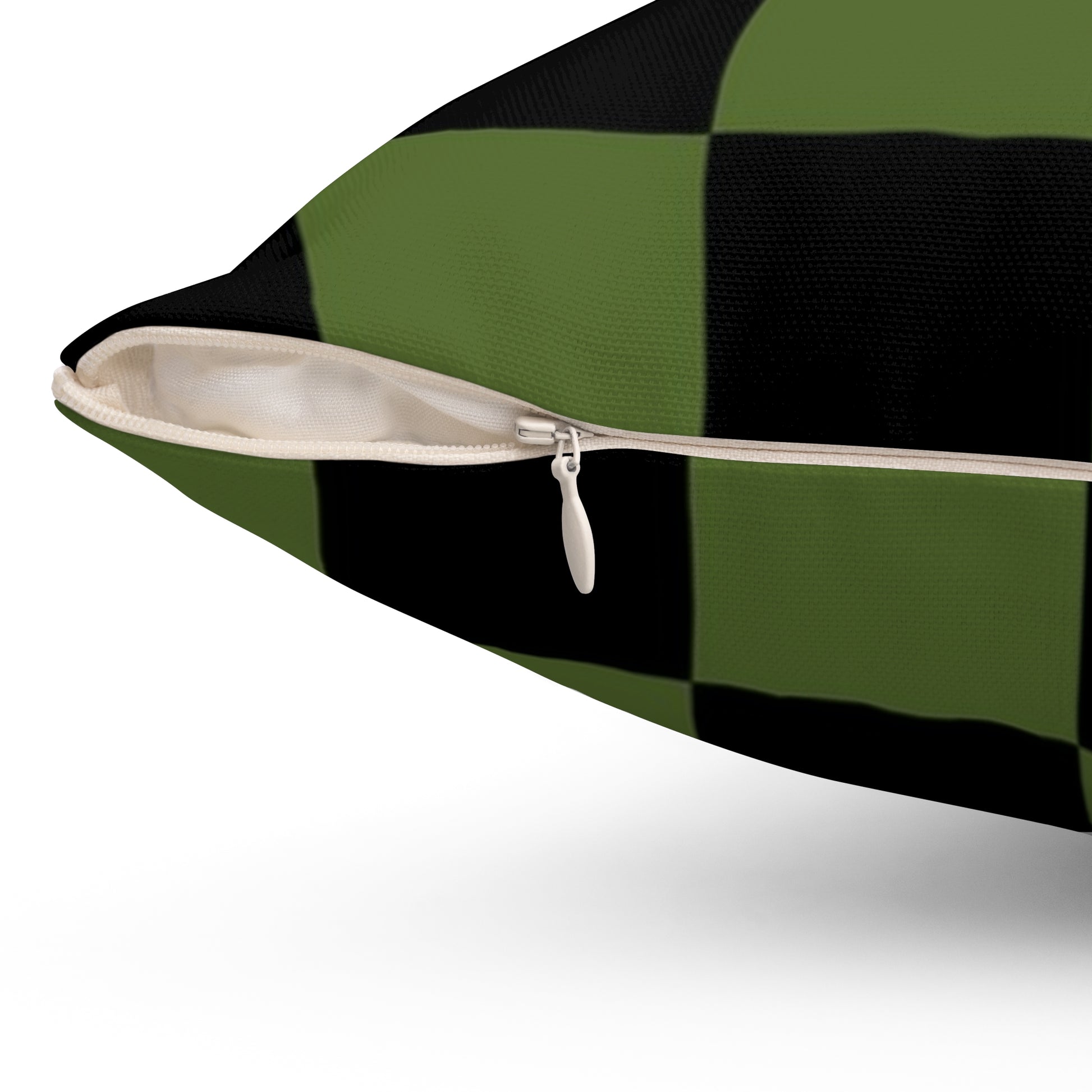 Checkerboard Olive Green and Black Spun Polyester Square Pillow, Artsulli - Art is Long, Life is Short, Home Decor, , , , , , , 