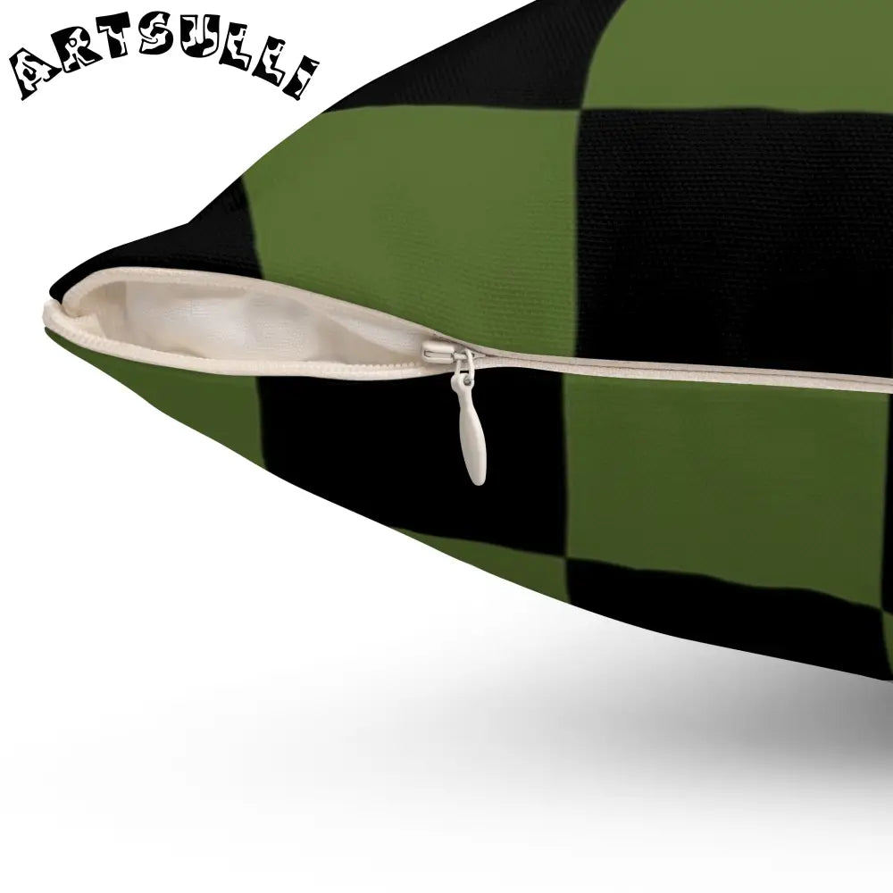 JAKKOUTTHEBXX Checkerboard Olive Green and Black Spun Polyester