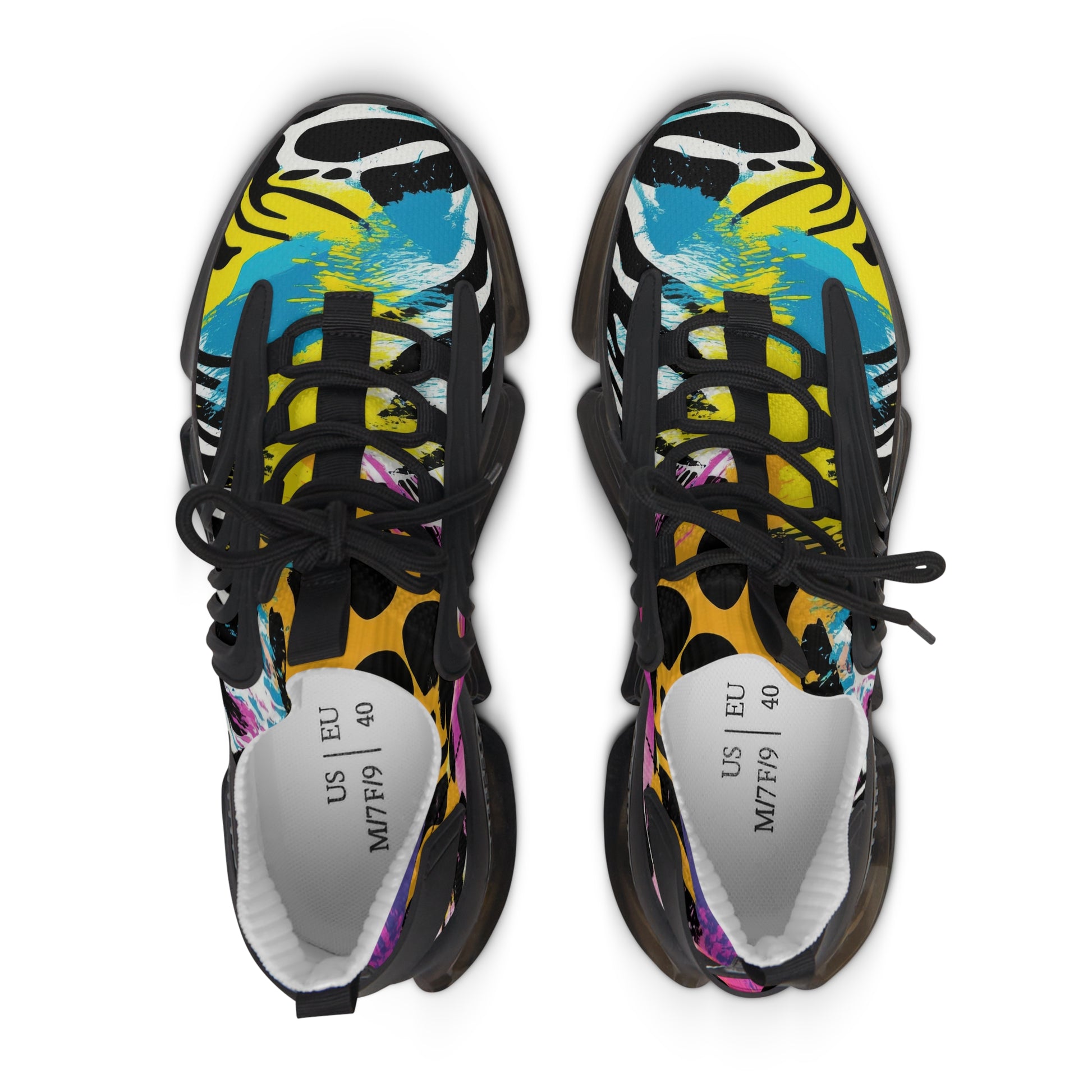 Zebra Stripes x Leopard Print x Paint Splatter Multi-Color Women's Mesh Sneakers, Artsulli - Art is Long, Life is Short, Shoes, , , , , , , 