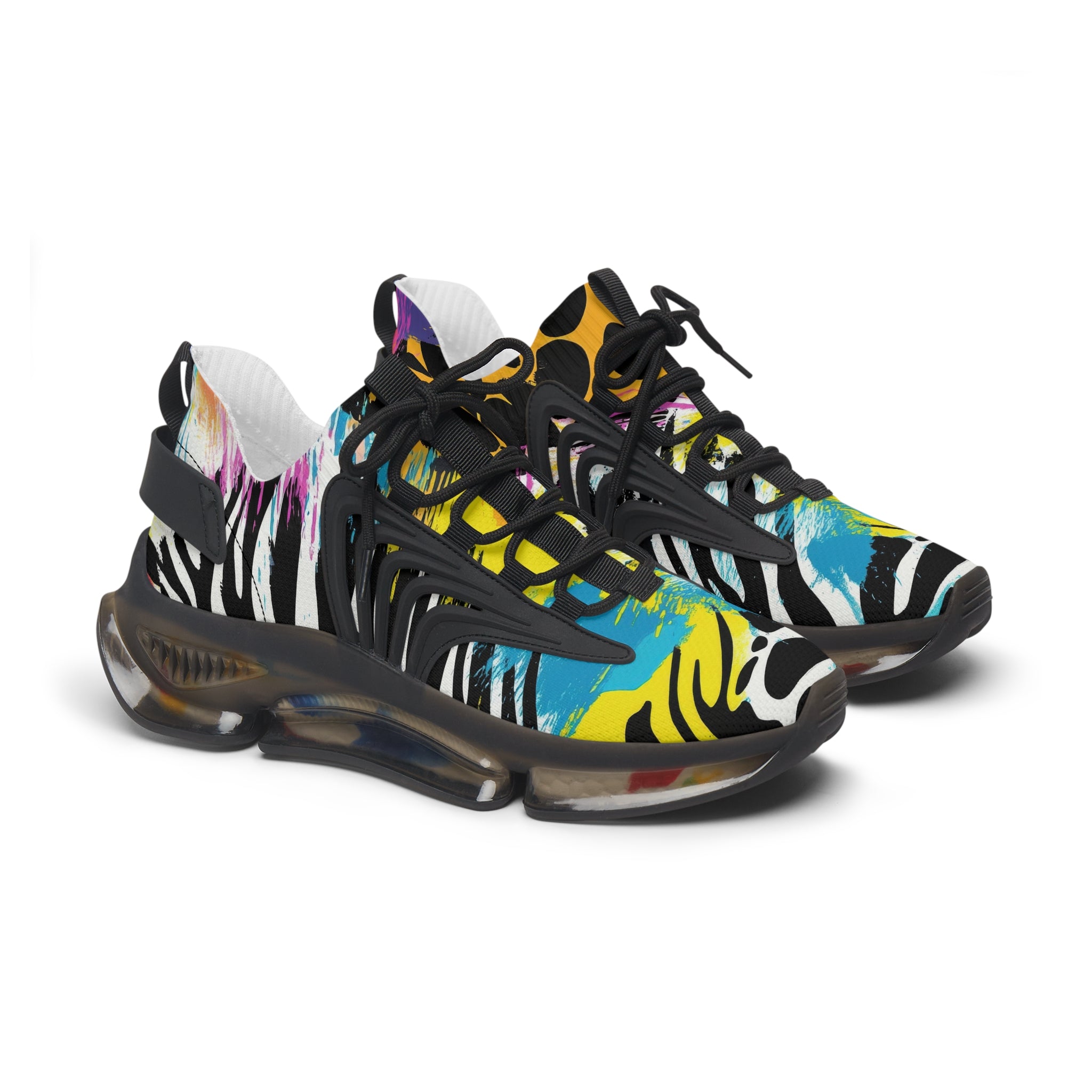 Zebra Stripes x Leopard Print x Paint Splatter Multi-Color Women's Mesh Sneakers, Artsulli - Art is Long, Life is Short, Shoes, Color, Black sole, Size, US 5.5, , , 17997205949424