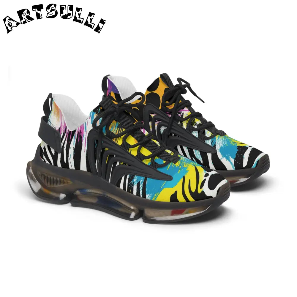 Zebra Stripes x Leopard Print x Paint Splatter Multi-Color Women's Mesh Sneakers, Artsulli - Art is Long, Life is Short, Shoes, Color, Black sole, Size, US 5.5, , , 17997205949424