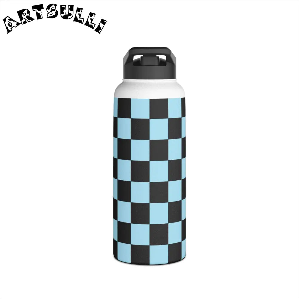 JAKKOUTTHEBXX Checkerboard Black and Blue Stainless Steel Water