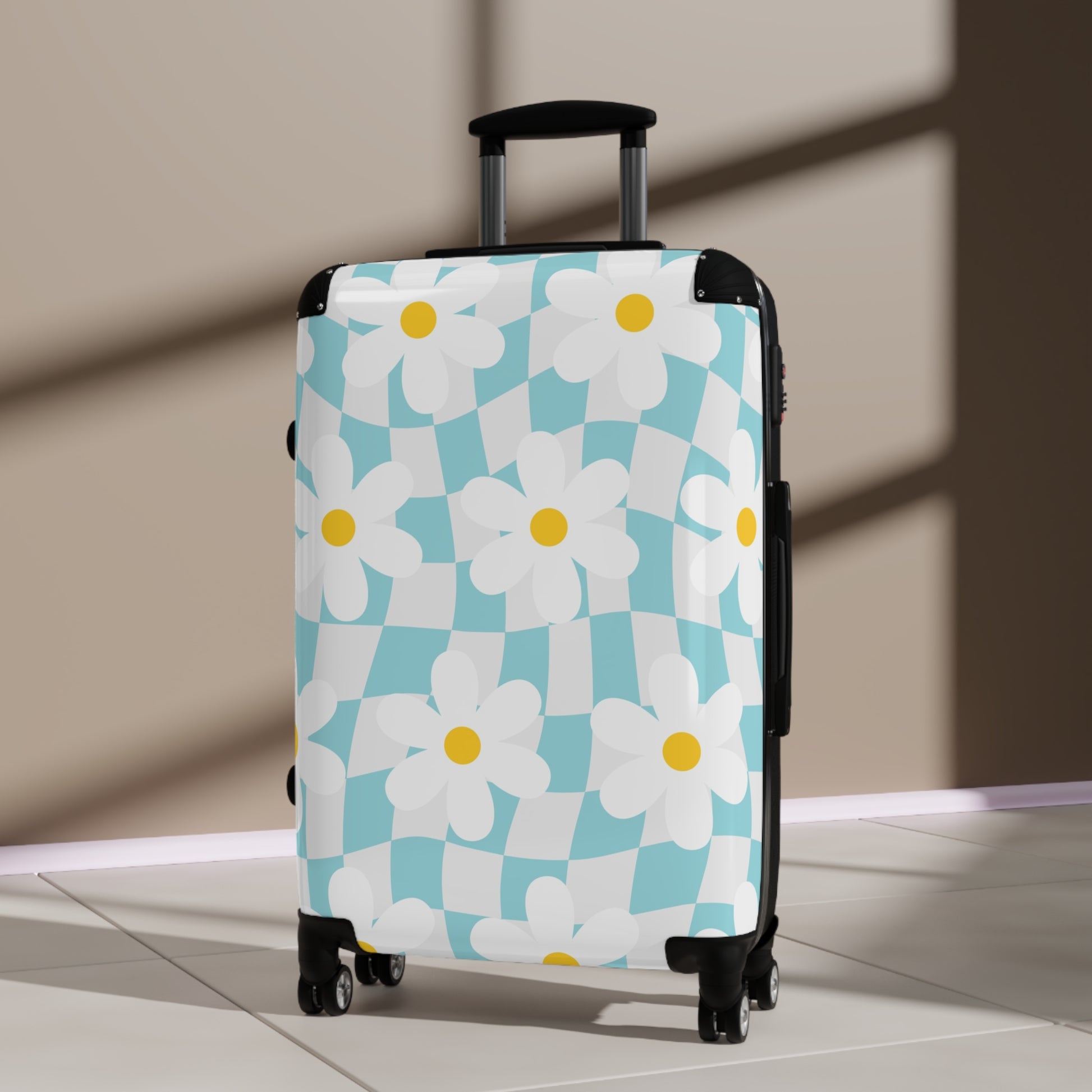 Trippy Check Garden Suitcase, Artsulli - Art is Long, Life is Short, Bags, , , , , , , 