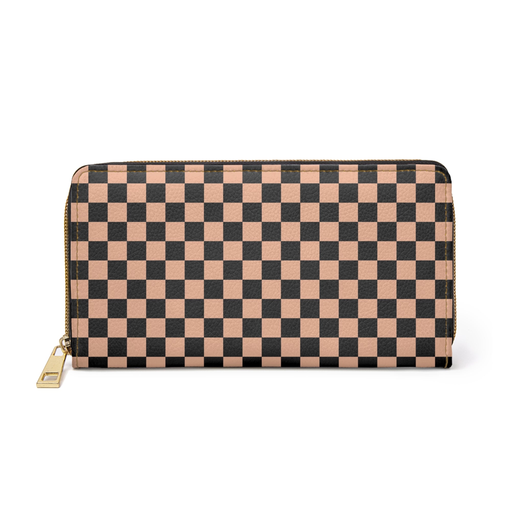 Checkerboard II Soft Orange and Black Zipper Wallet, Artsulli - Art is Long, Life is Short, Accessories, Size, One size, Color, White, , , 16029277342643025084